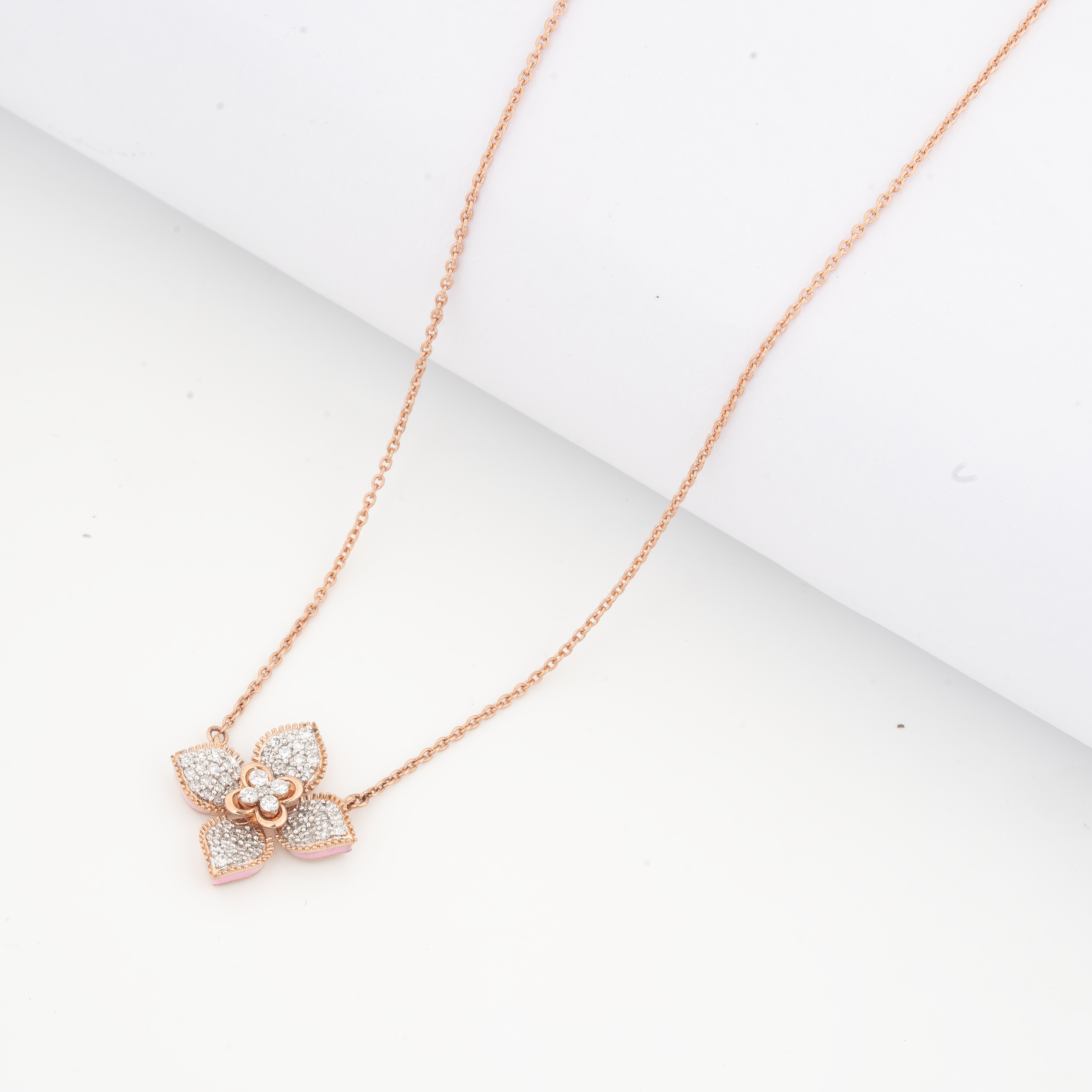 Floral Pavé Diamond Pendant Necklace