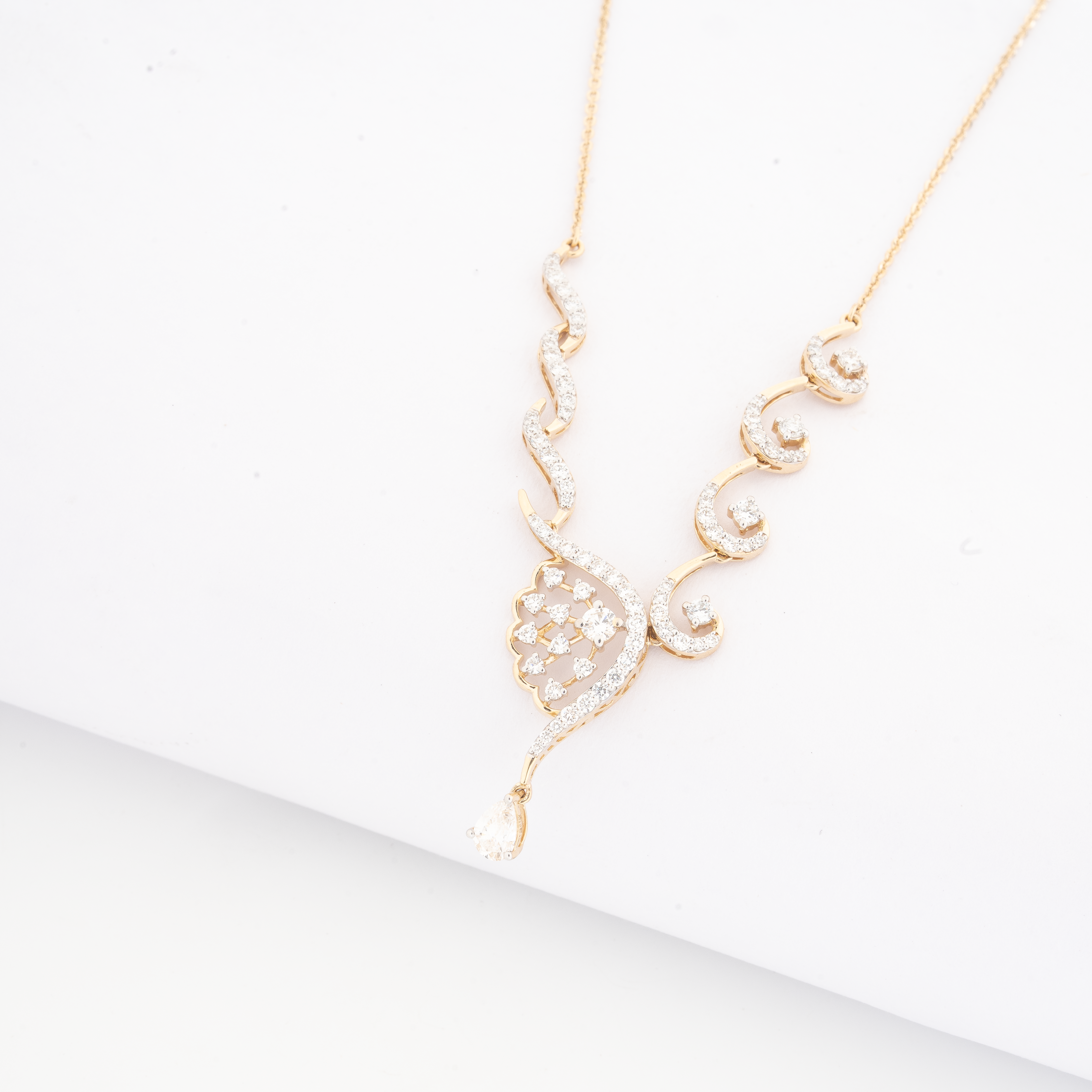 Peacock Vine Diamond Pendant Necklace