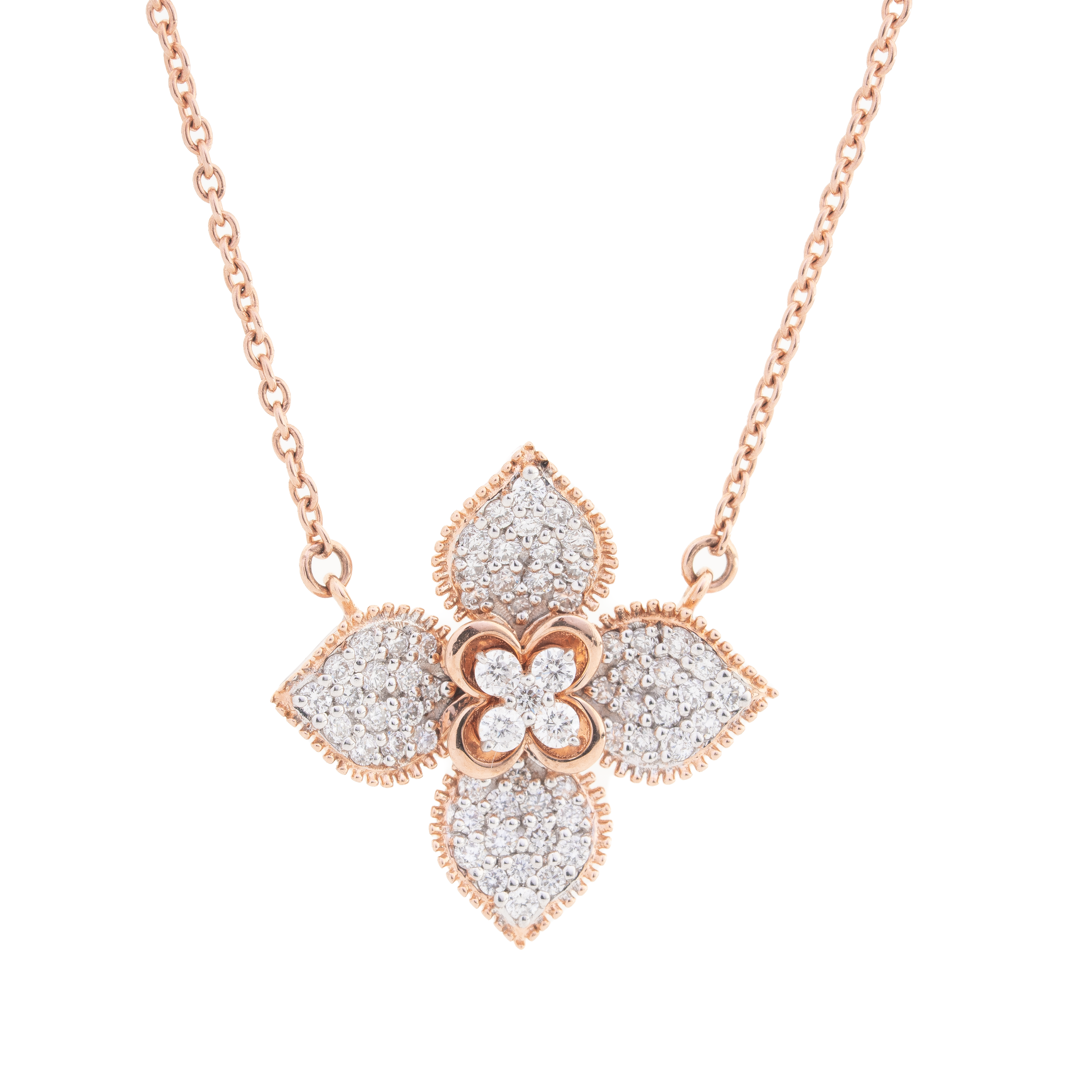 Floral Pavé Diamond Pendant Necklace