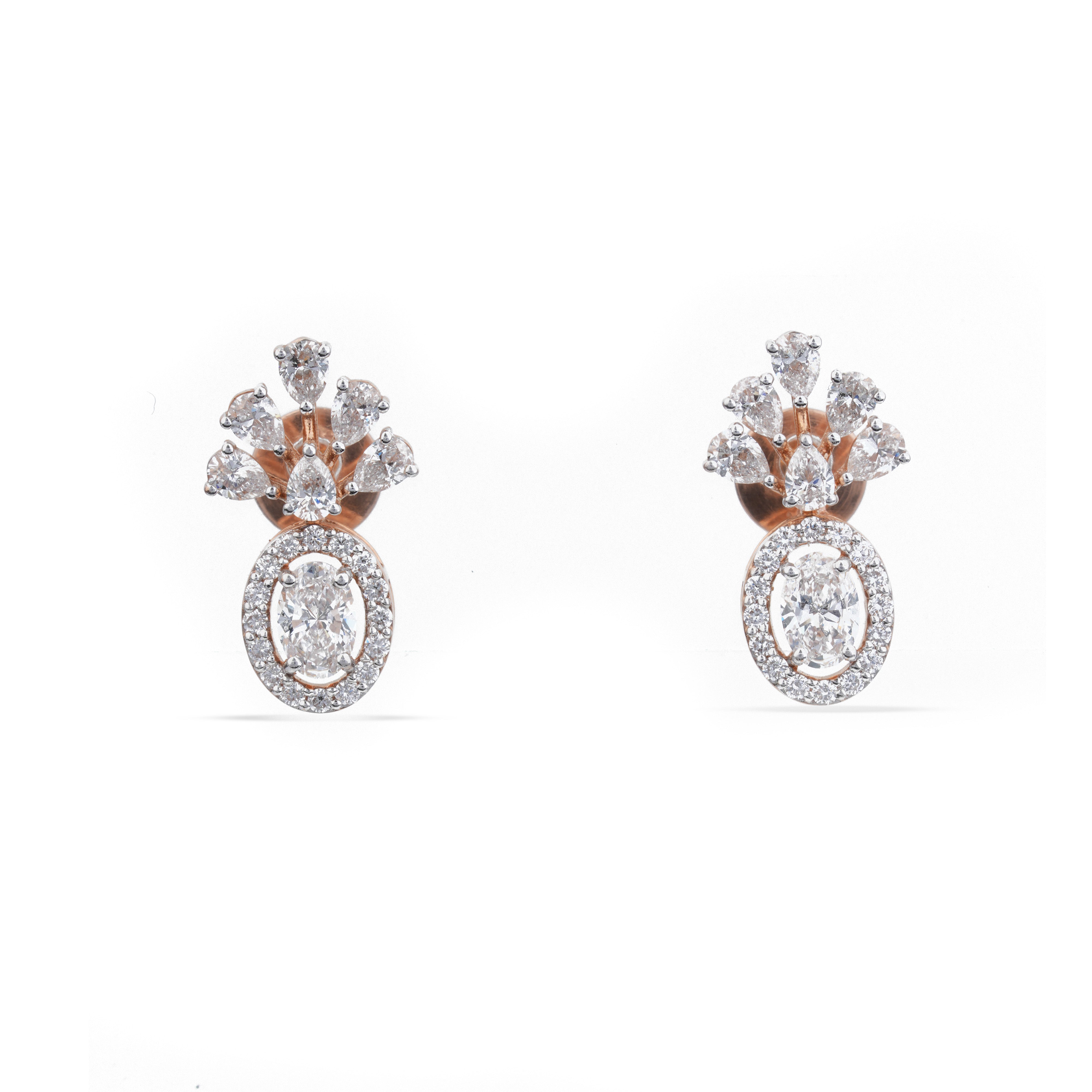 Oval Halo Tiara Lab-Grown Diamond Drop Earrings