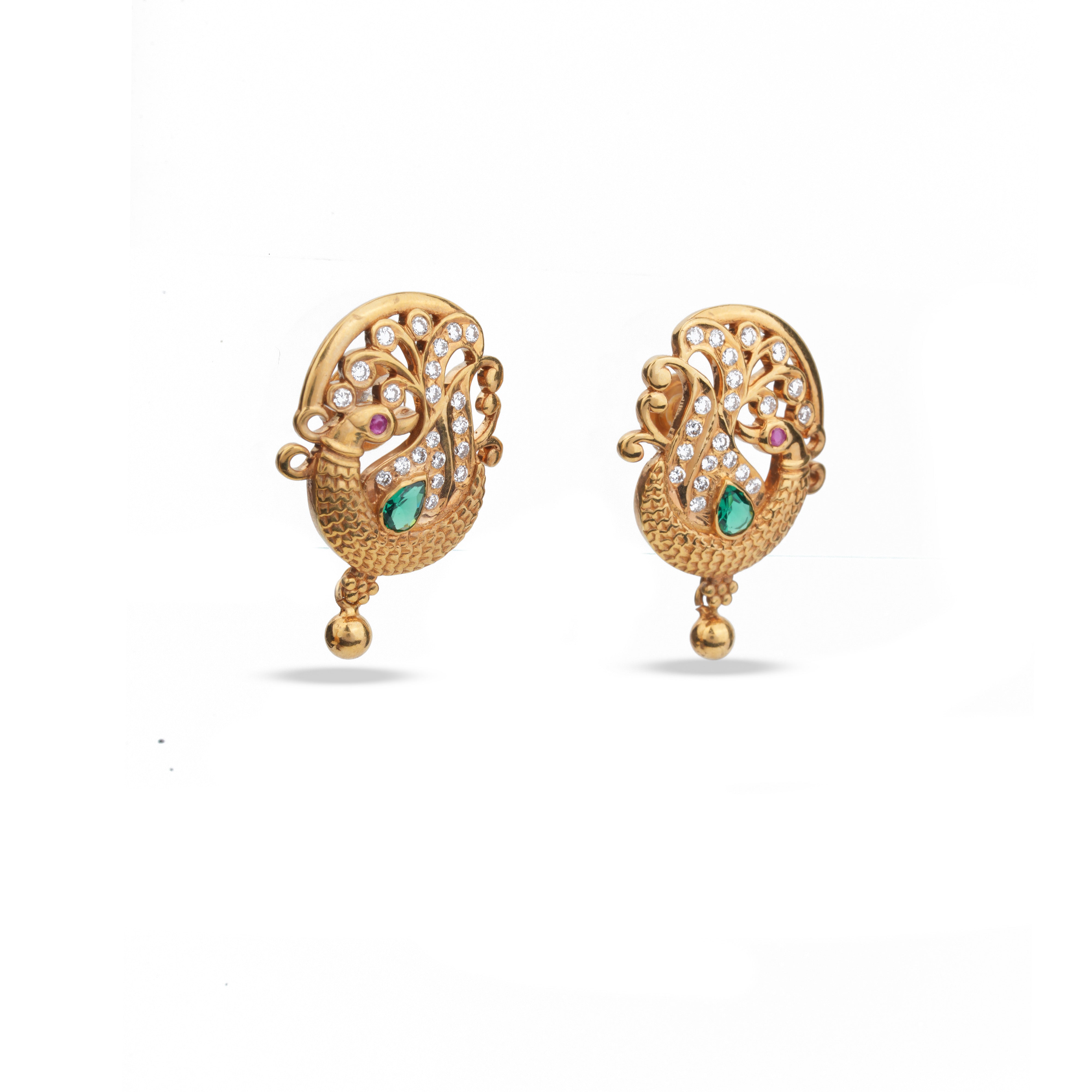 Peacock Heritage Diamond Stud Earrings