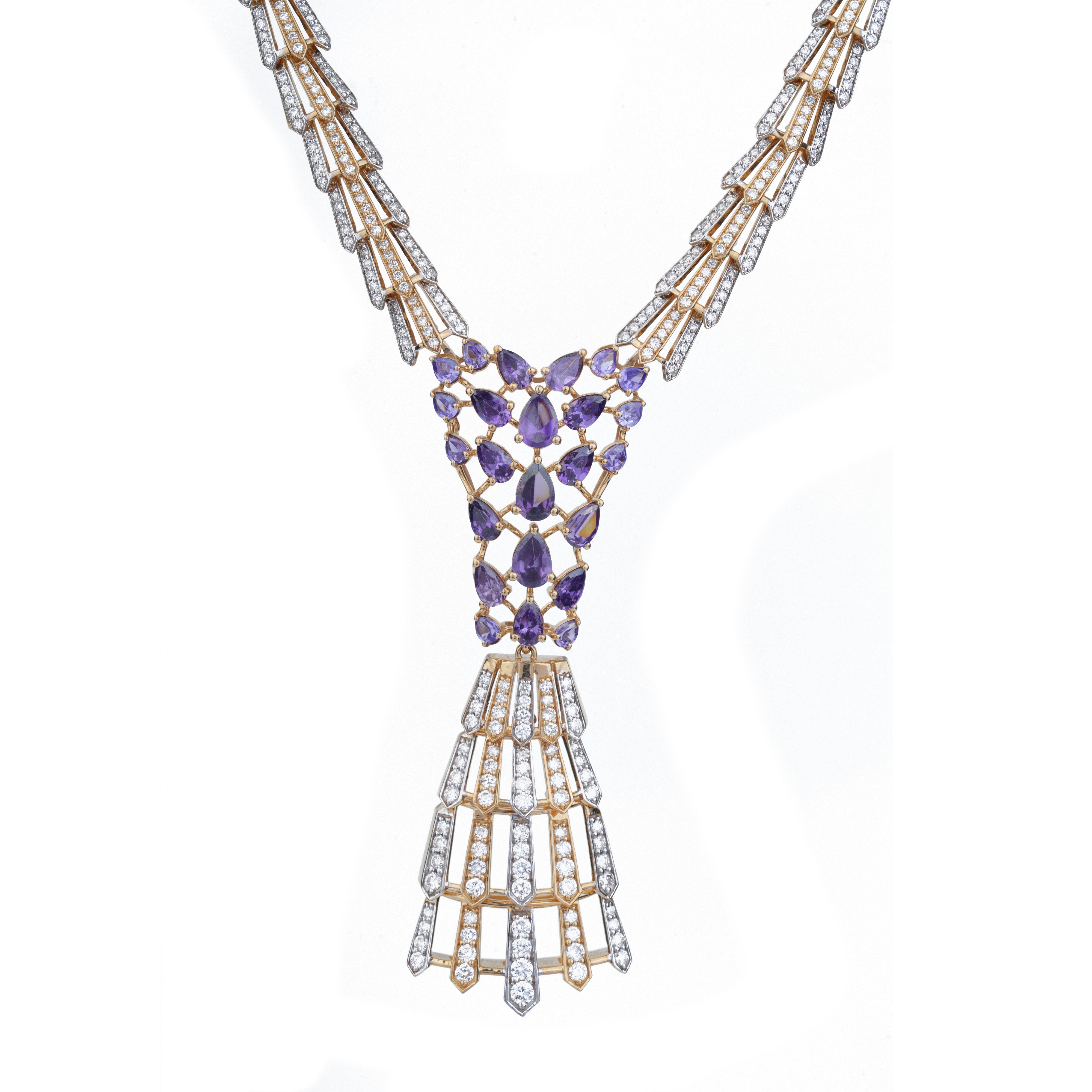Amethyst Tassel Diamond Necklace