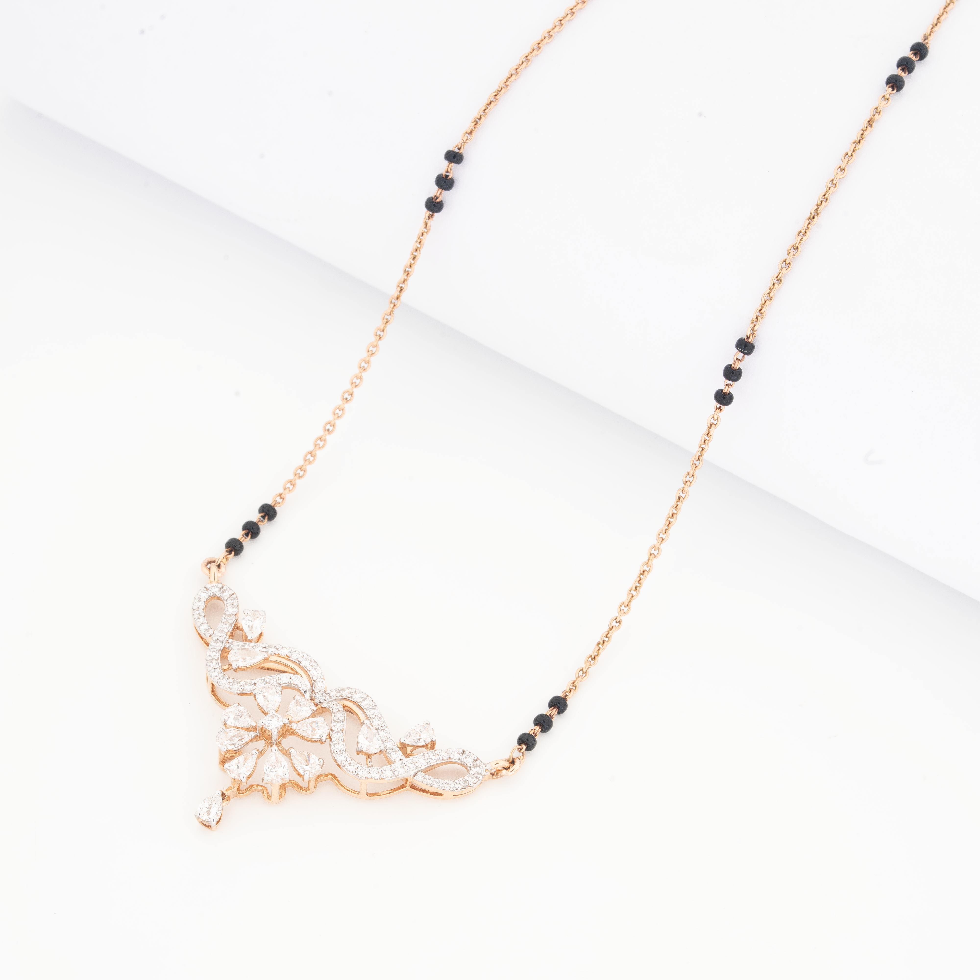 Floral Grace Diamond Mangalsutra Pendant