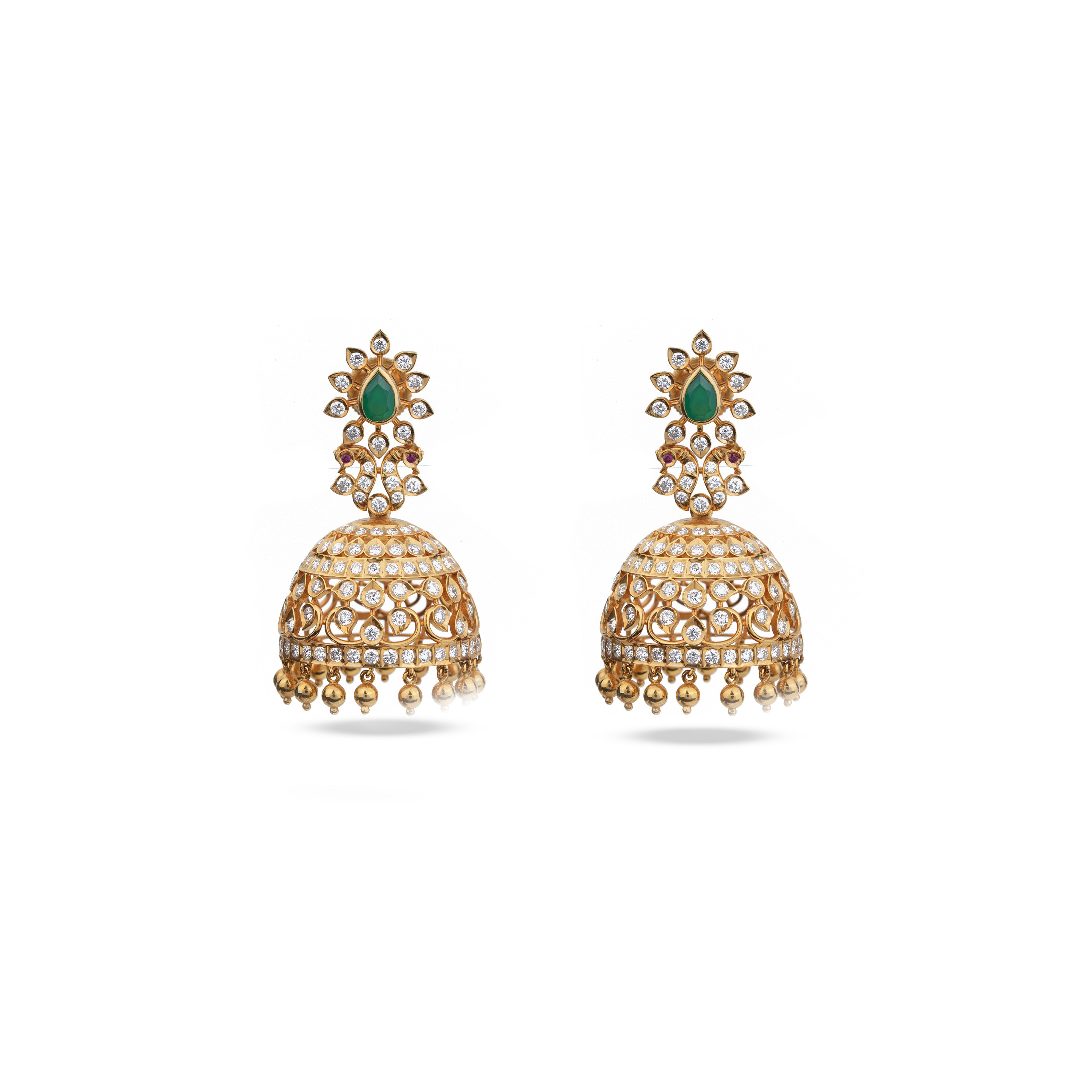 Closed Setting Peacock Jhumka Earrings