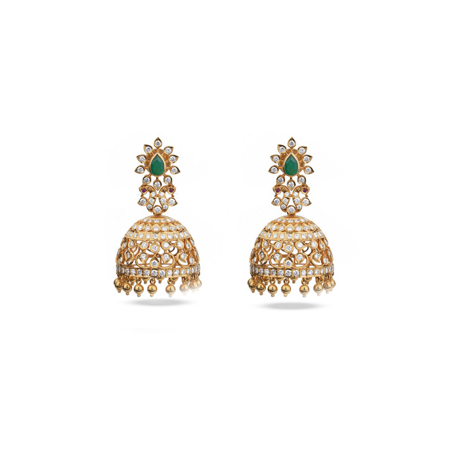 Closed Setting Peacock Jhumka Earrings