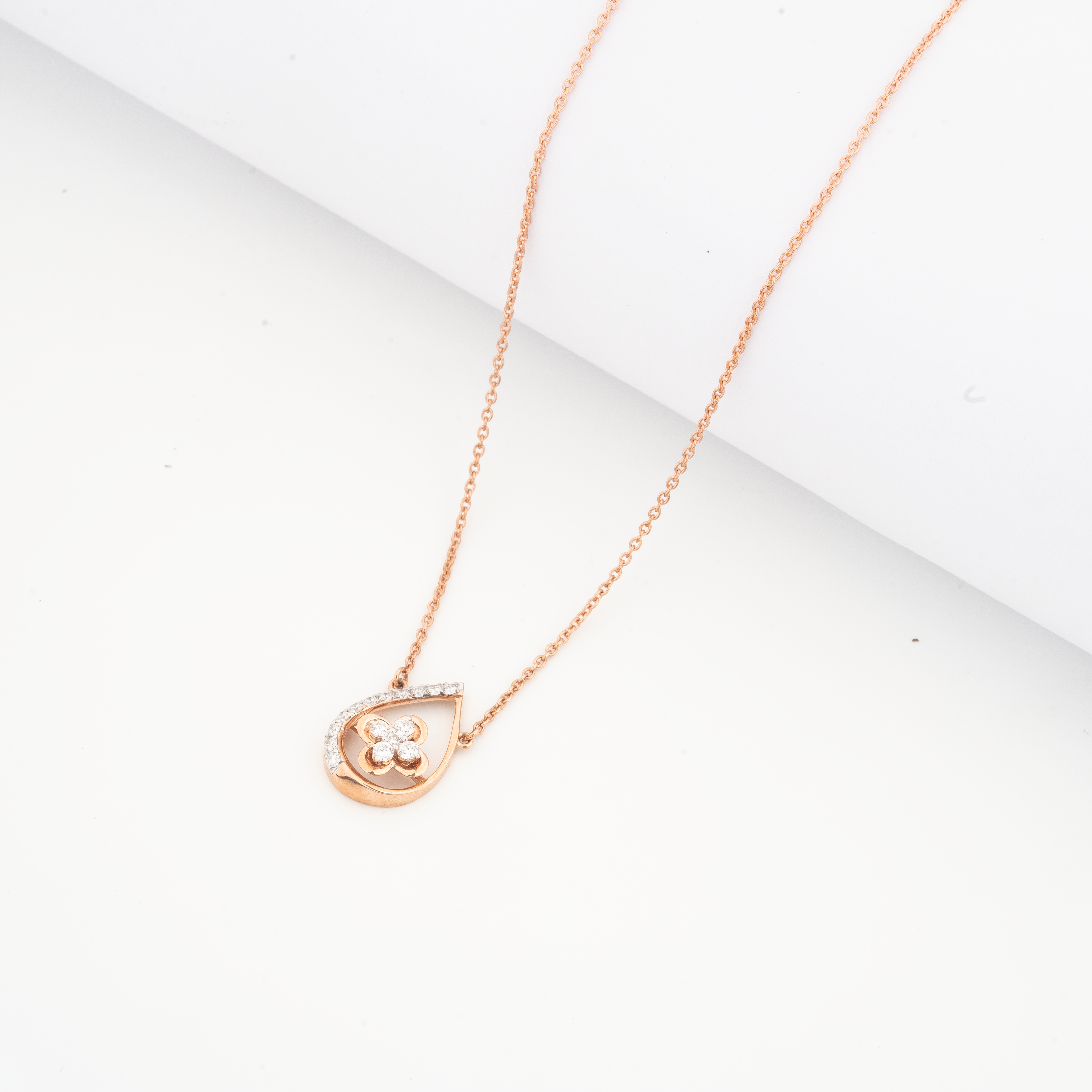 Floral Teardrop Lab Grown Diamond Pendant Necklace