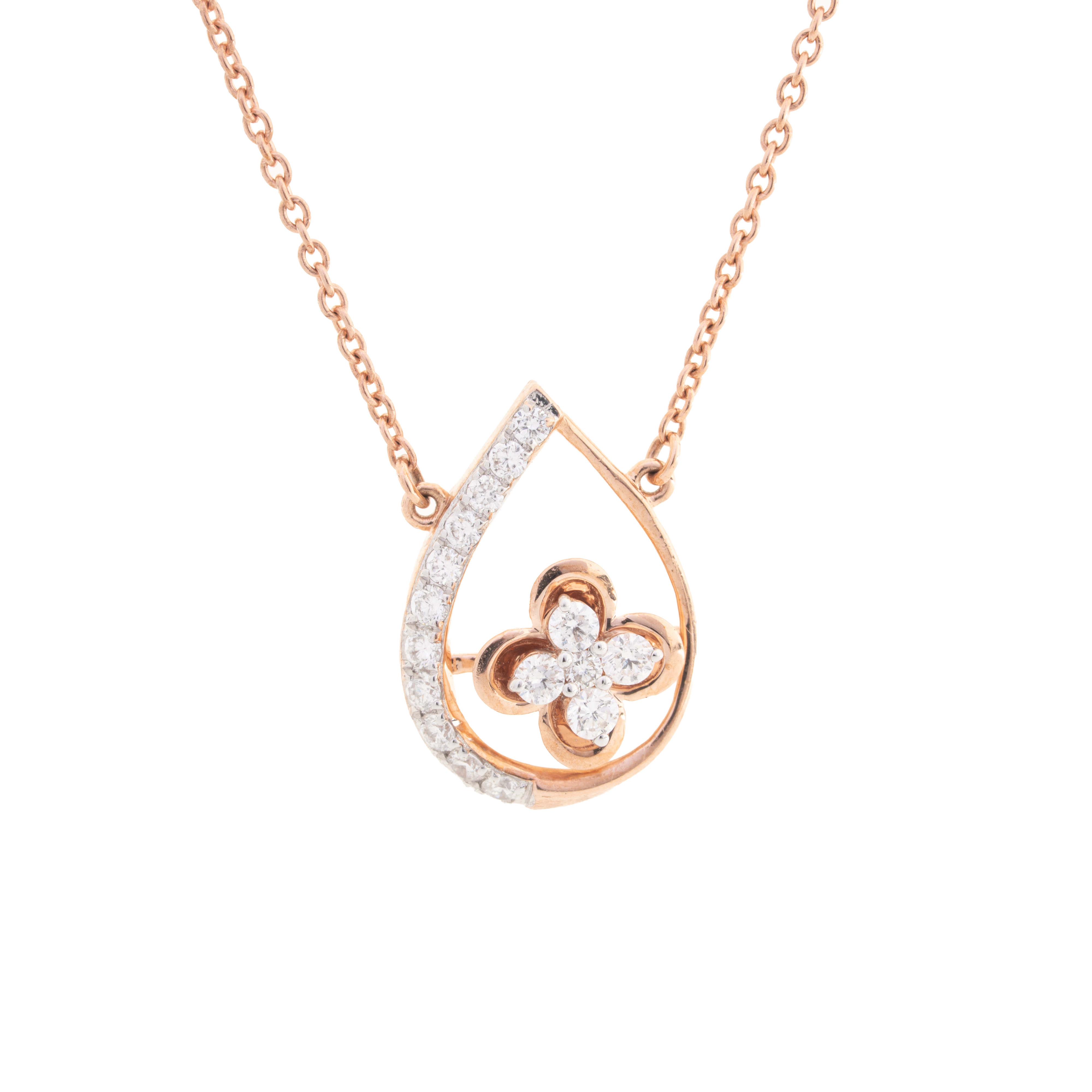 Floral Teardrop Lab Grown Diamond Pendant Necklace