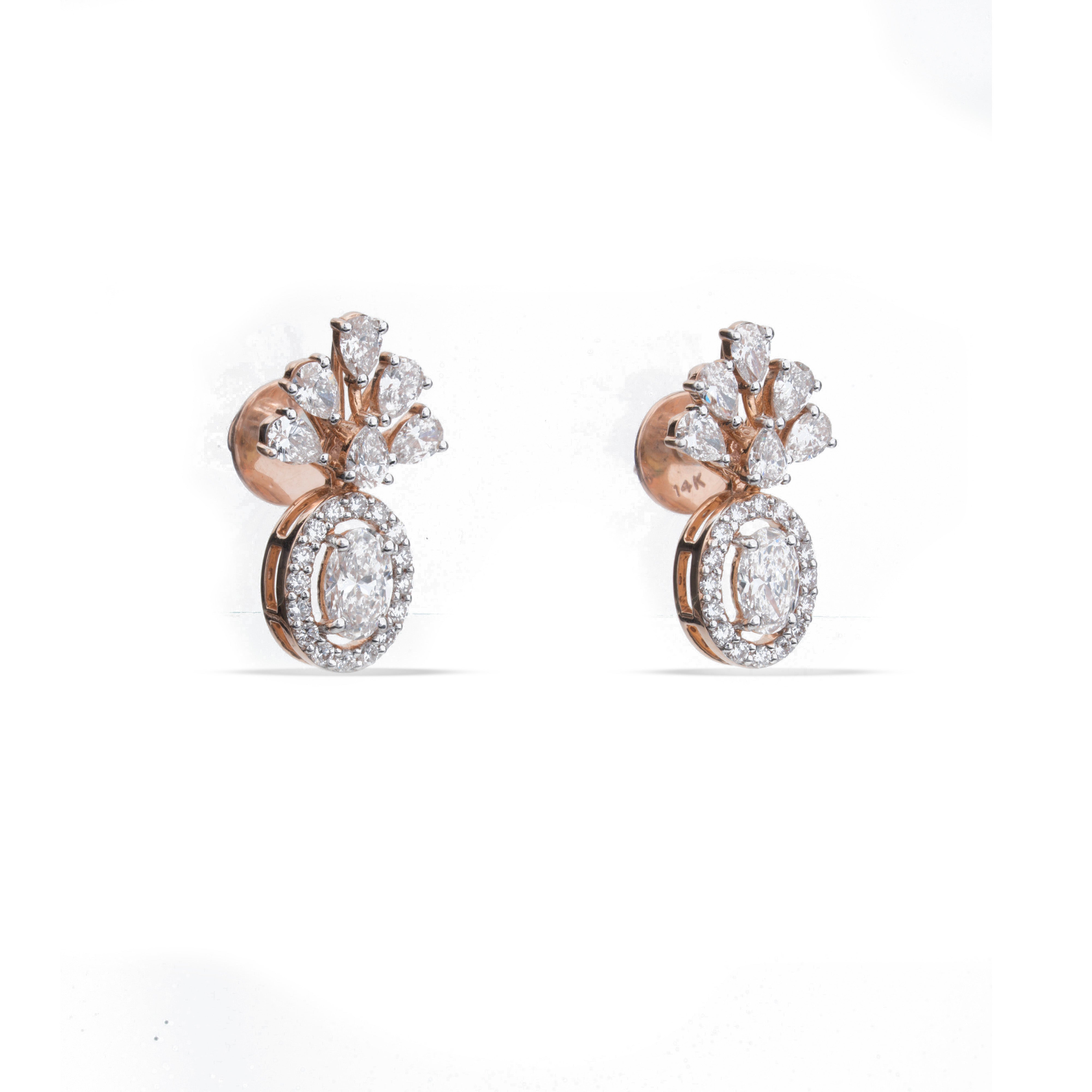 Oval Halo Tiara Lab-Grown Diamond Drop Earrings
