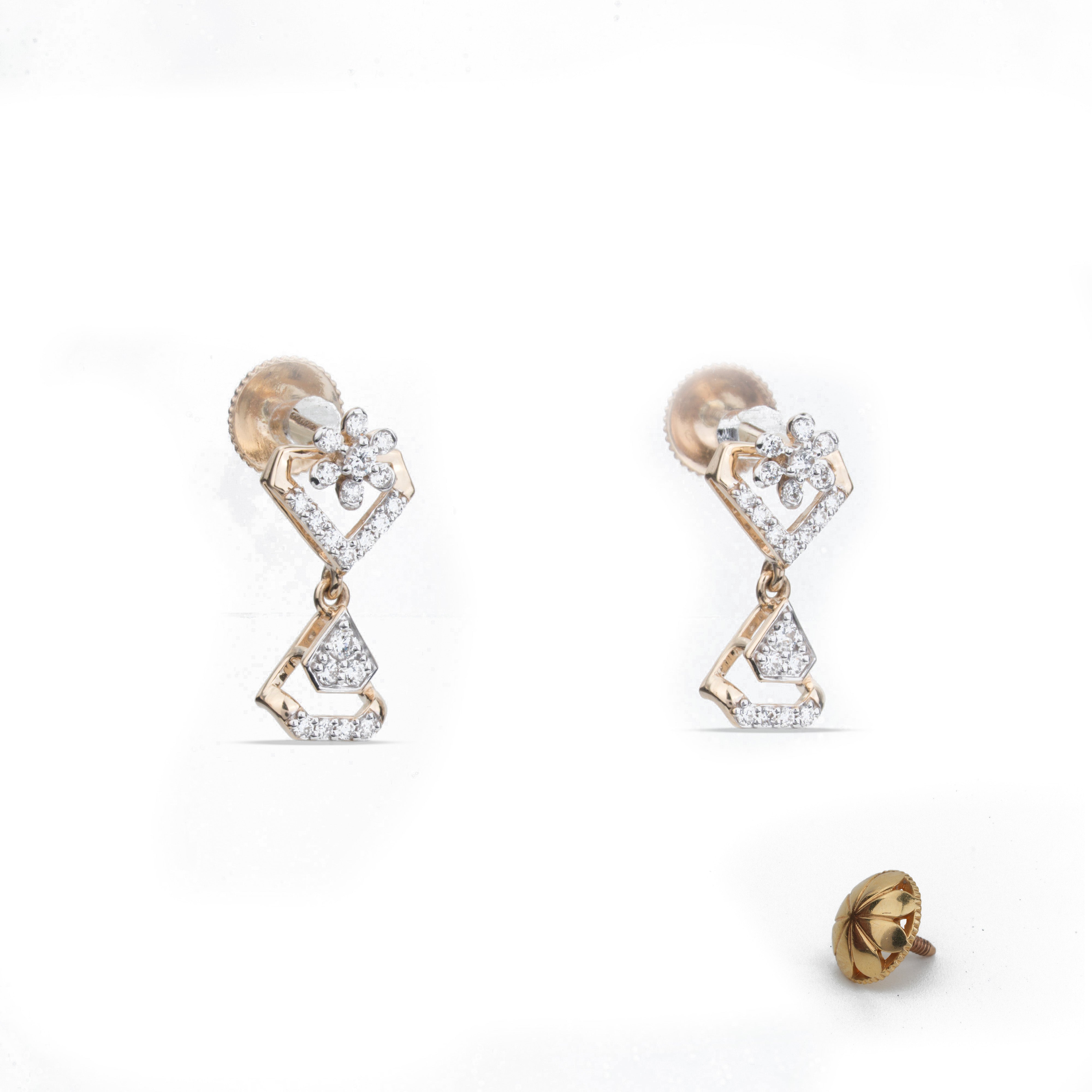Floral Geometric Lab-Grown Diamond Drop Earrings