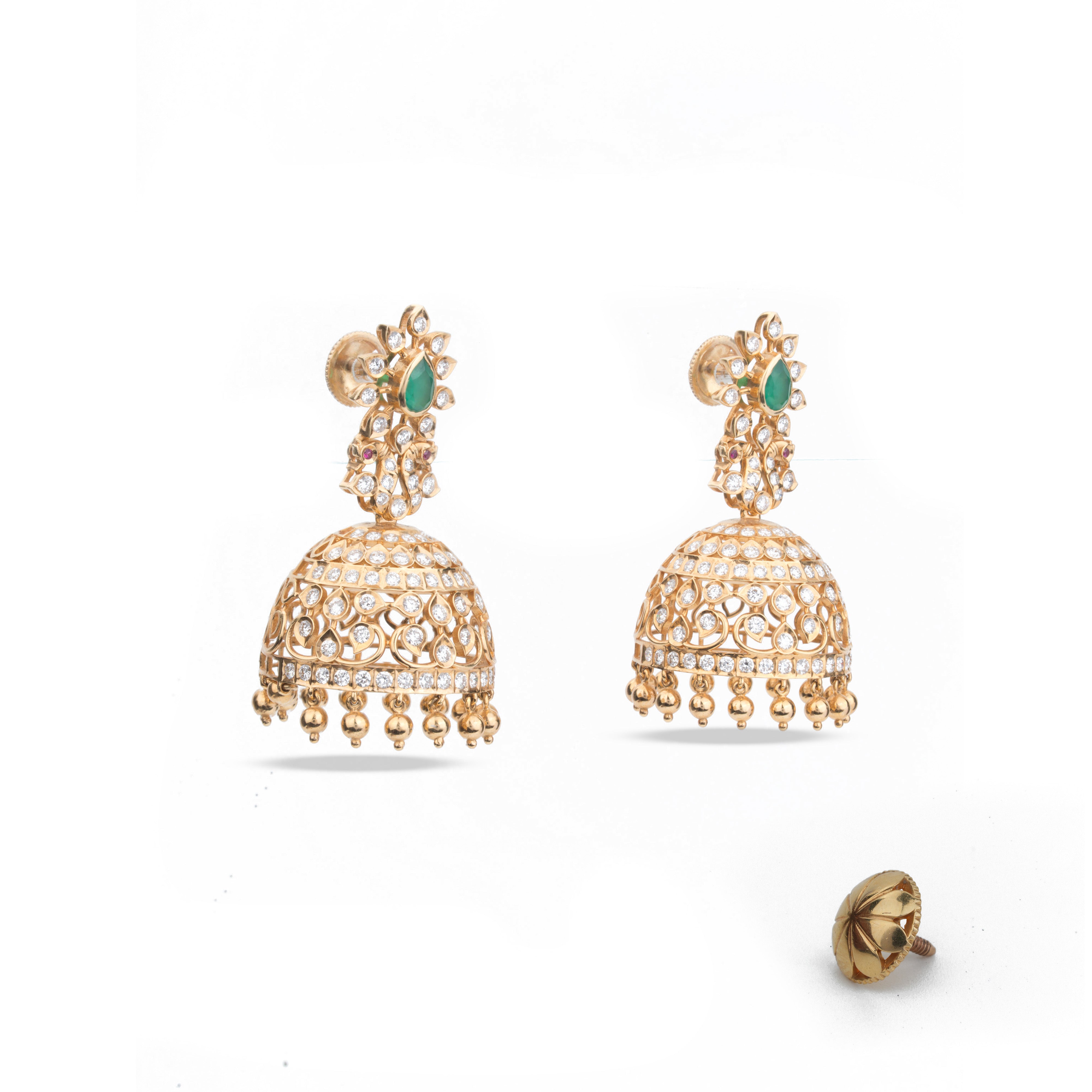 Closed Setting Peacock Jhumka Earrings