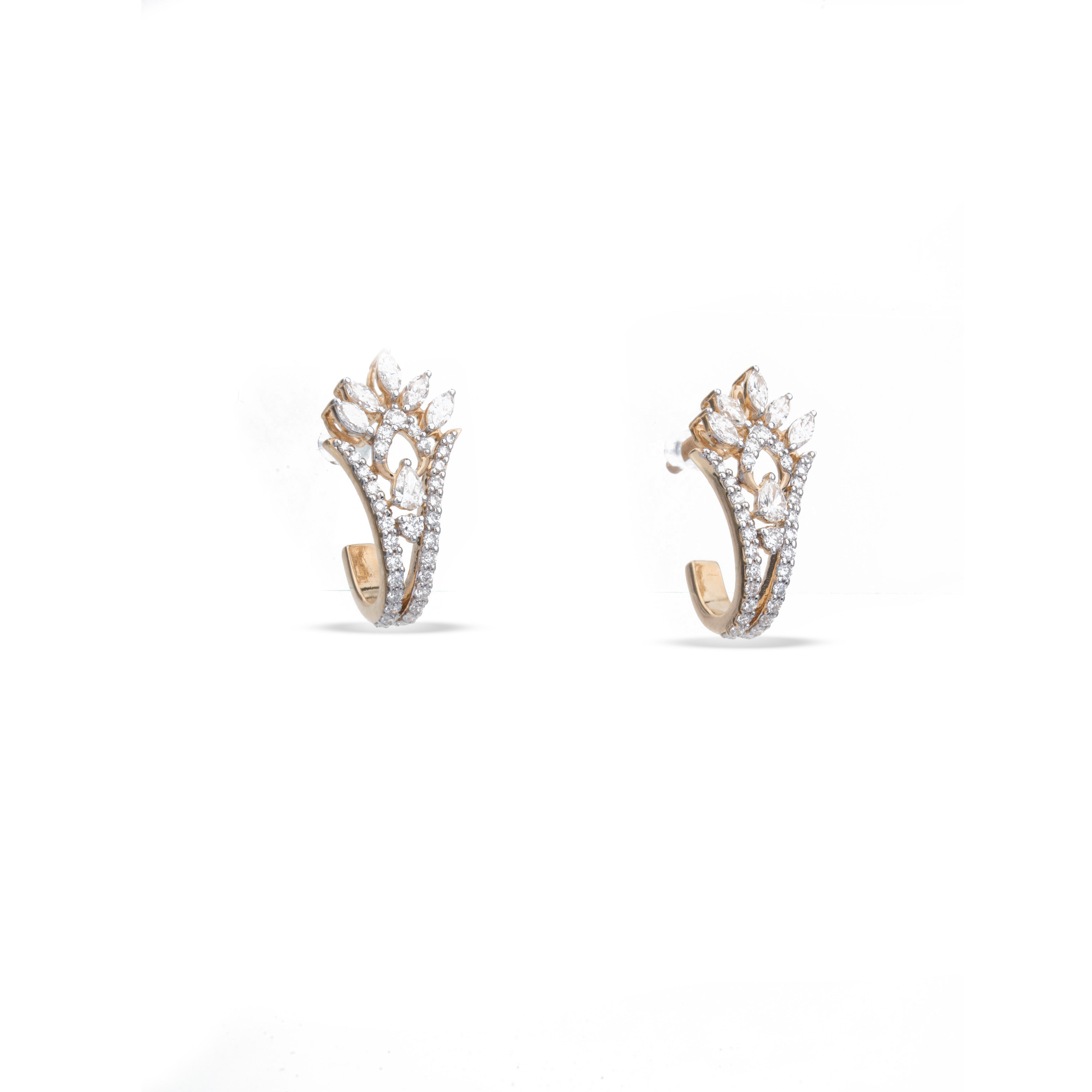 Marquise Tiara Crown J-Hoop Earrings