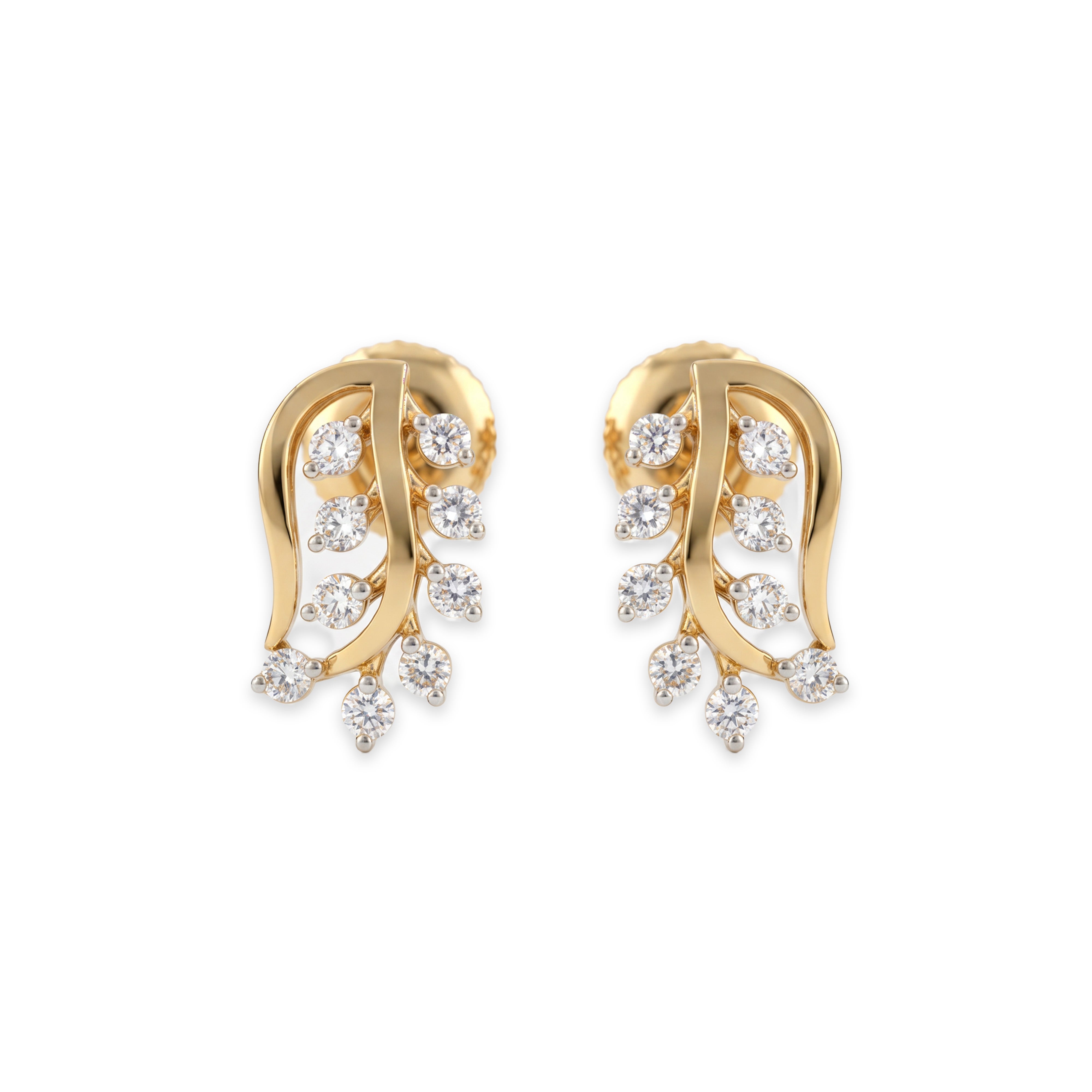 Floral Vine Lab Grown Diamond Stud Earrings