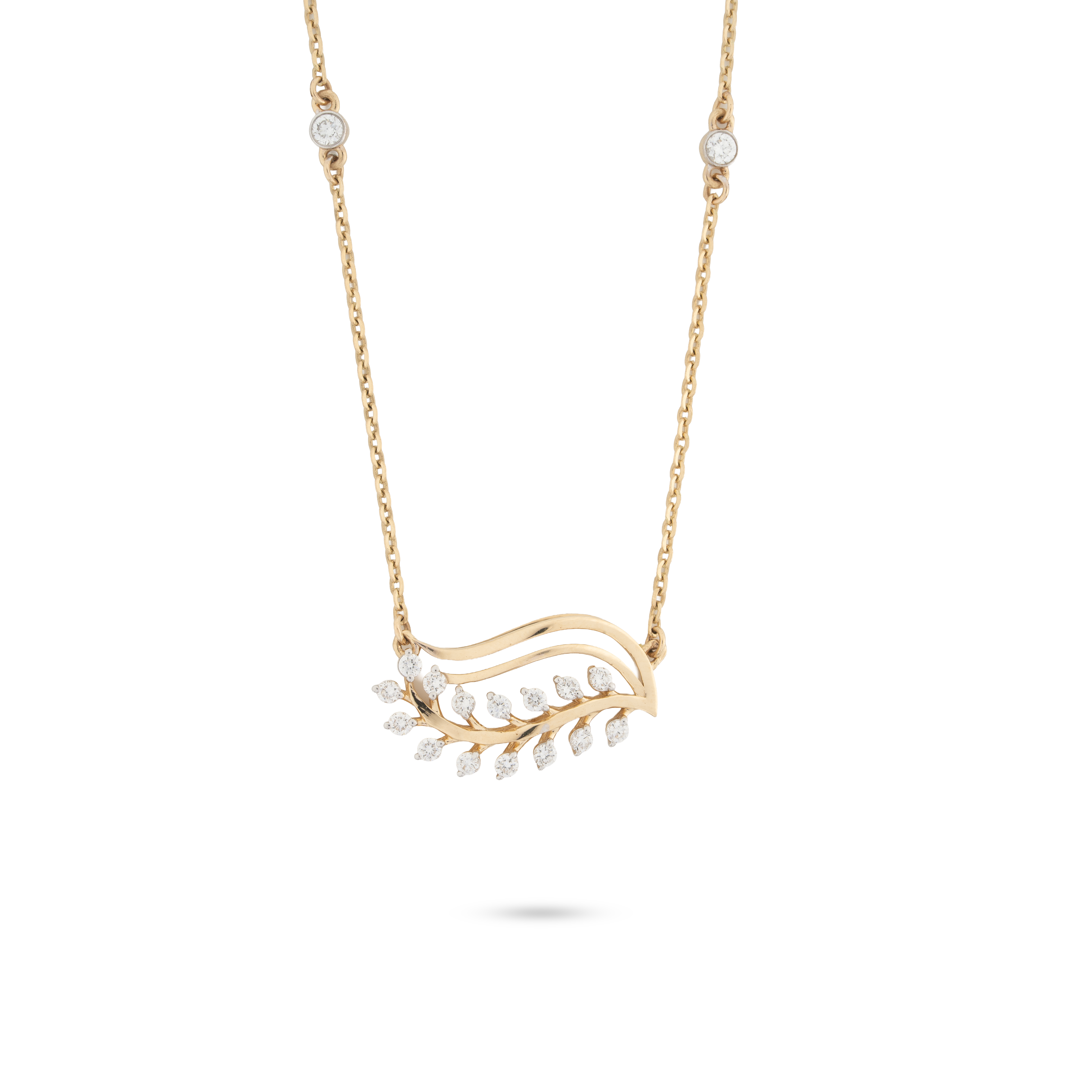 Leaf Design Diamond Pendant Necklace
