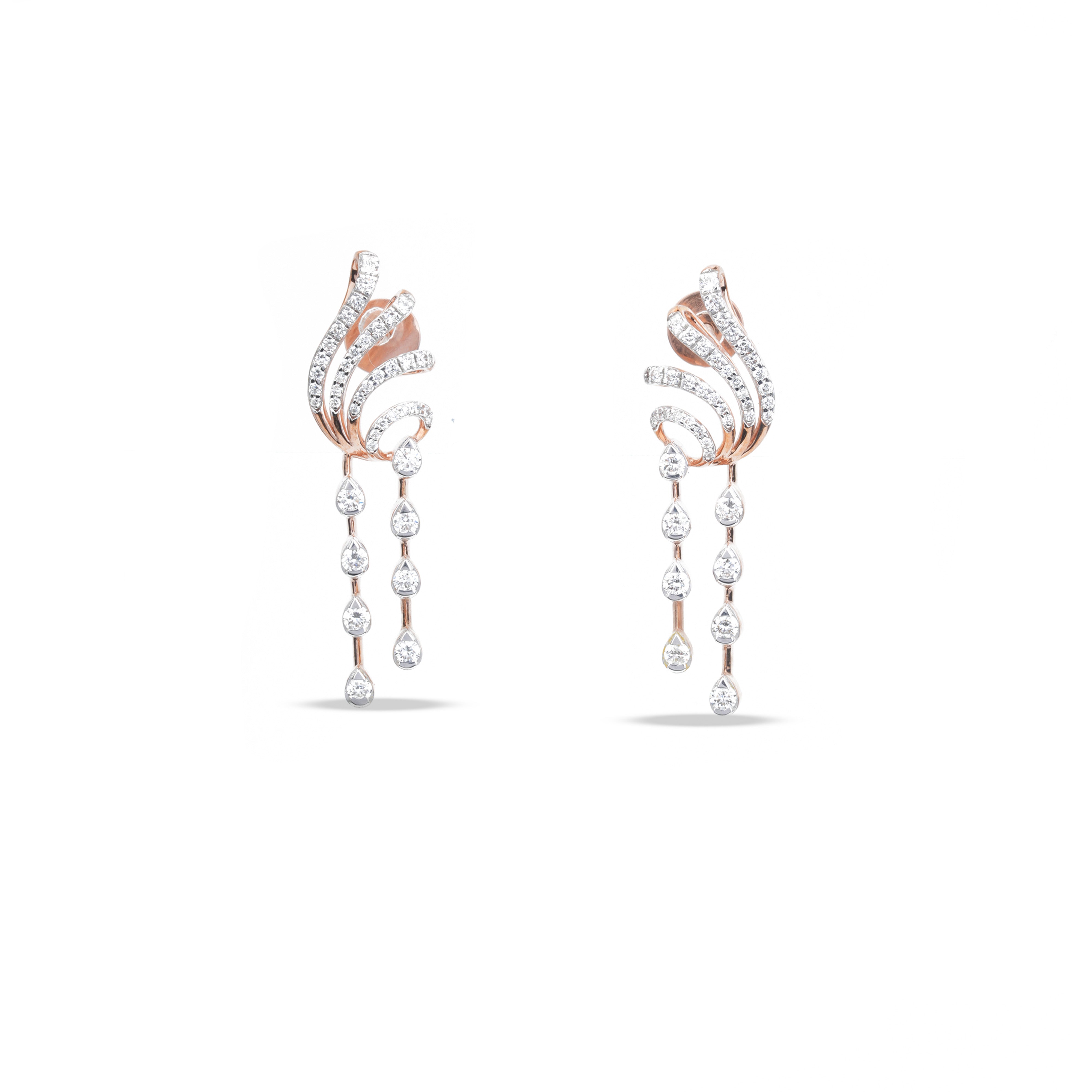 Wave Cascade Lab-Grown Diamond Drop Earrings