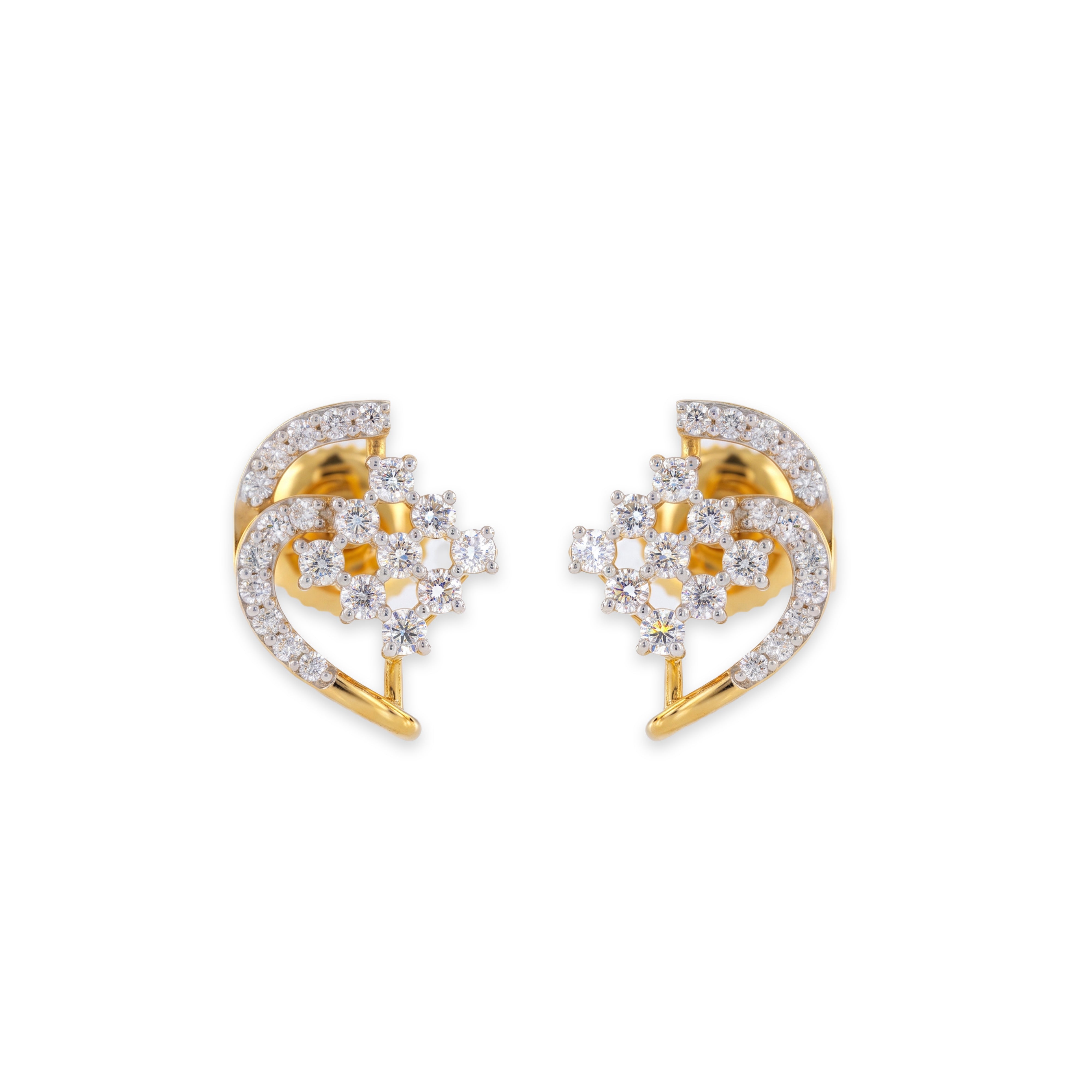 Crescent Flower Lab Grown Diamond Stud Earrings