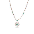 Vintage Oval Emerald & Floral Diamond Medallion Necklace