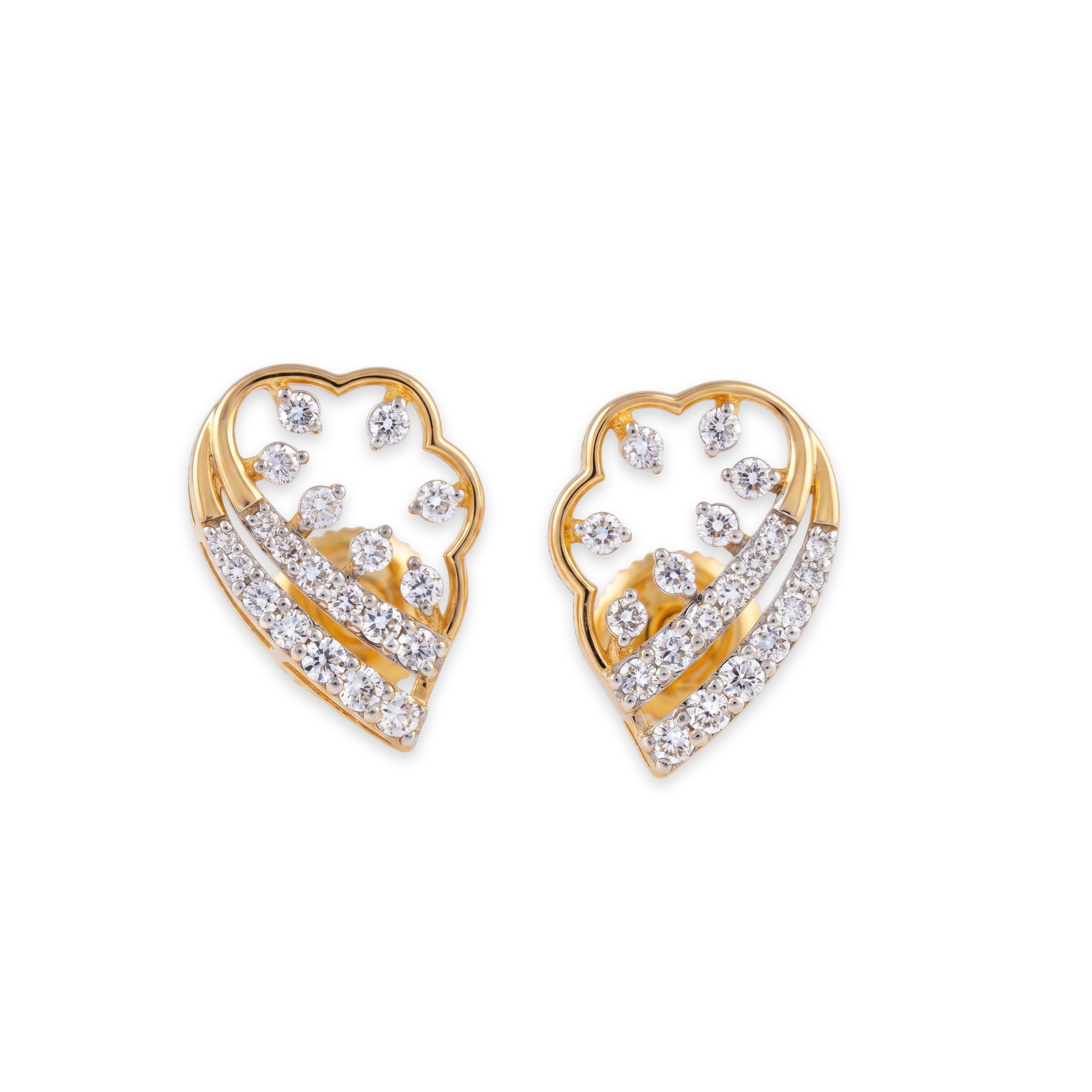 Heart Leaf Lab Grown Diamond Stud Earrings