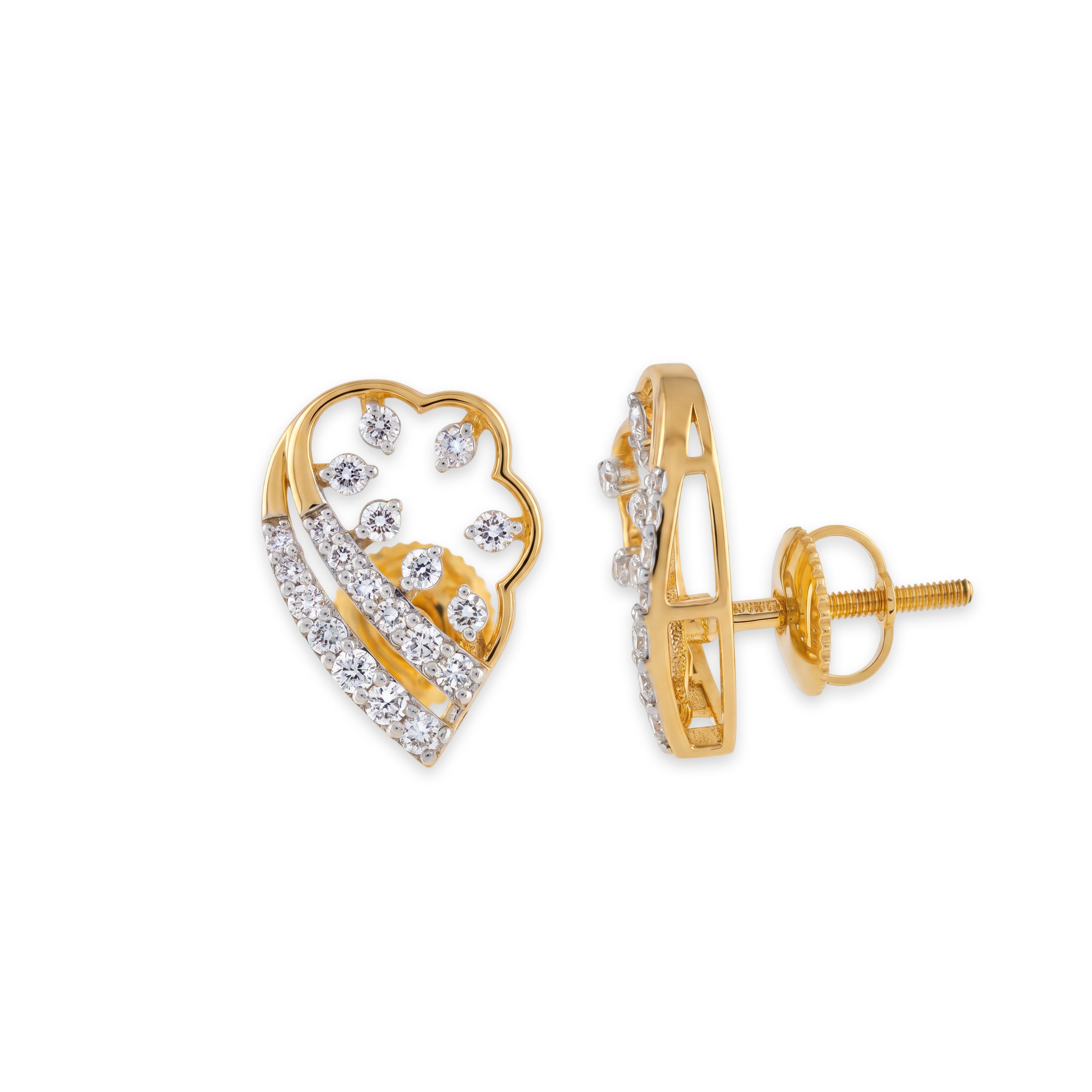 Heart Leaf Lab Grown Diamond Stud Earrings