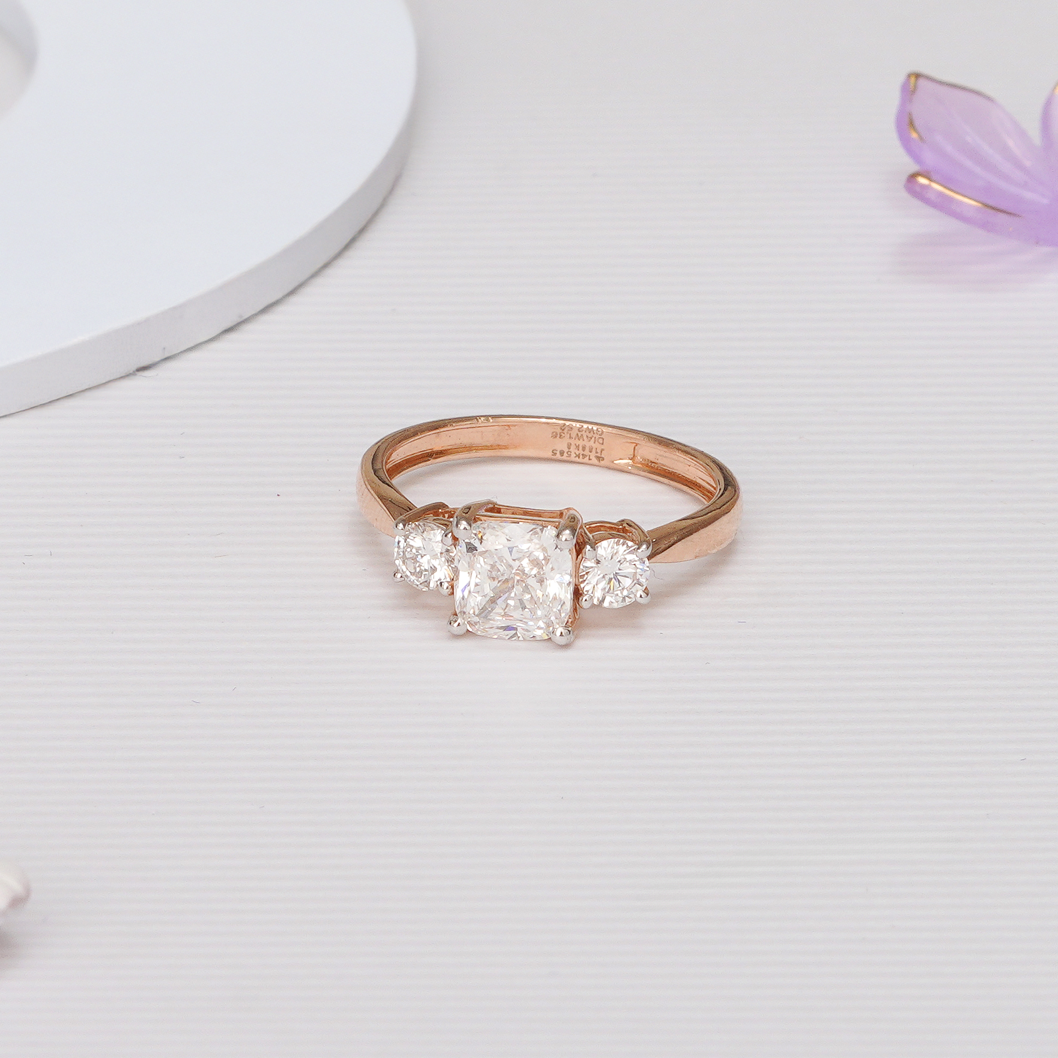 Aurelian Trinity Cushion Cut Diamond Ring