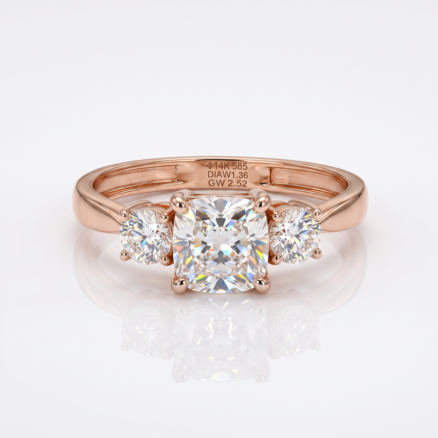 Aurelian Trinity Cushion Cut Diamond Ring