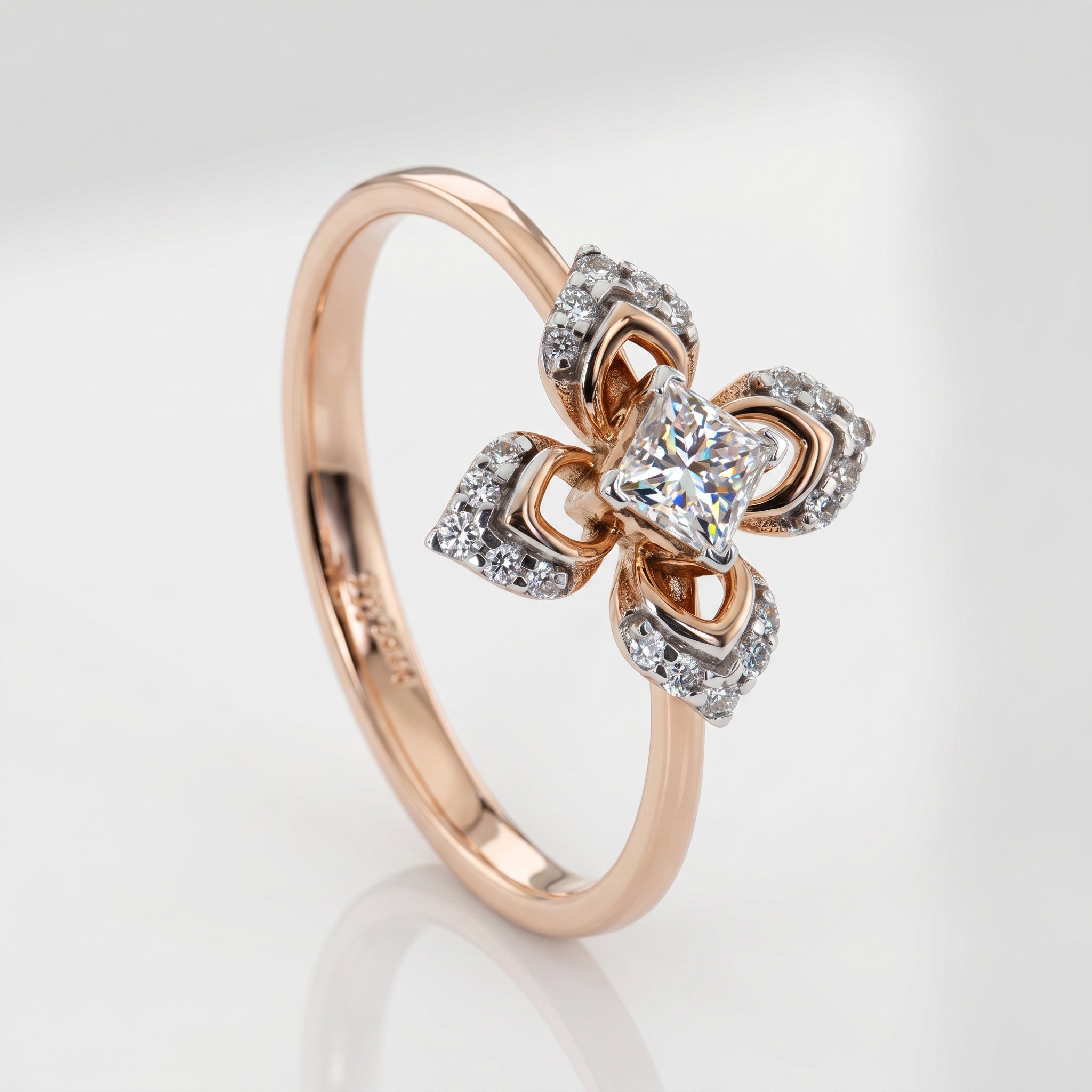 Anvika Clover Lab Grown Diamond Ring 9KT Rose Gold