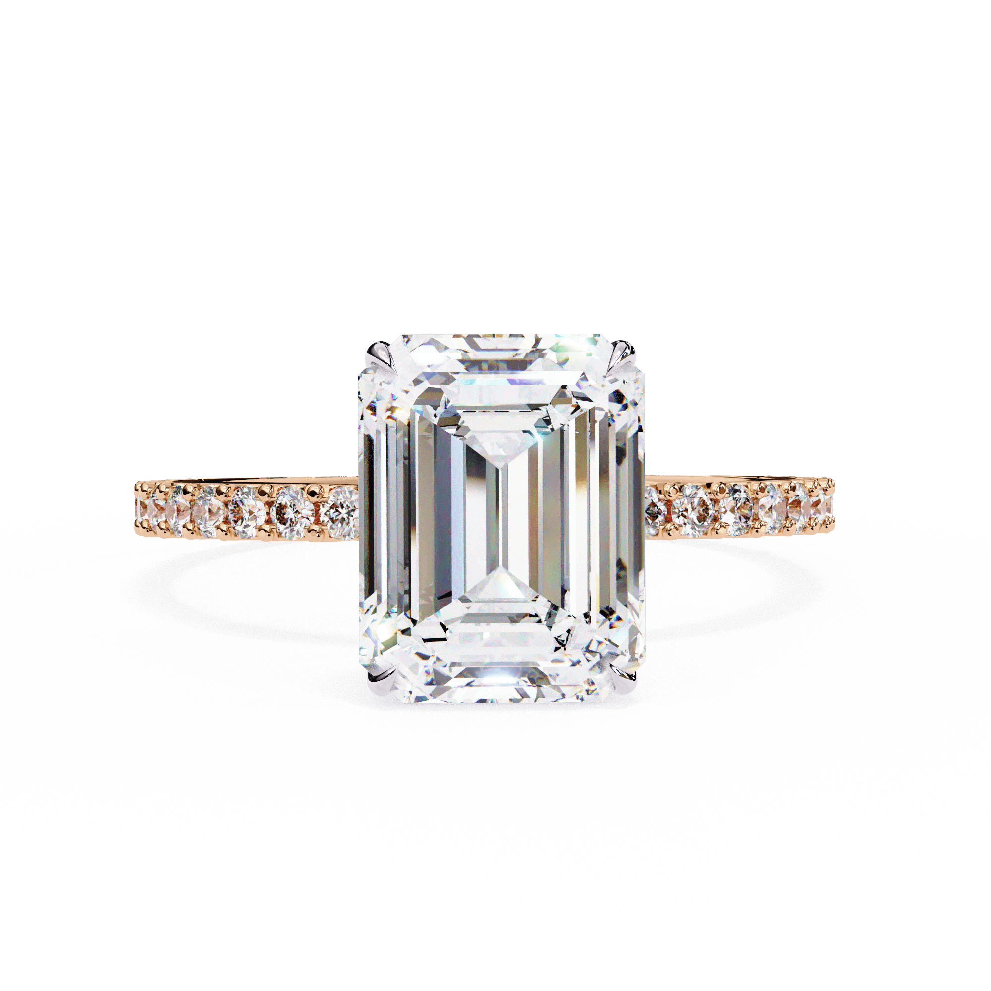 A diamond ring with a large central diamond and smaller diamonds set in a gold band
