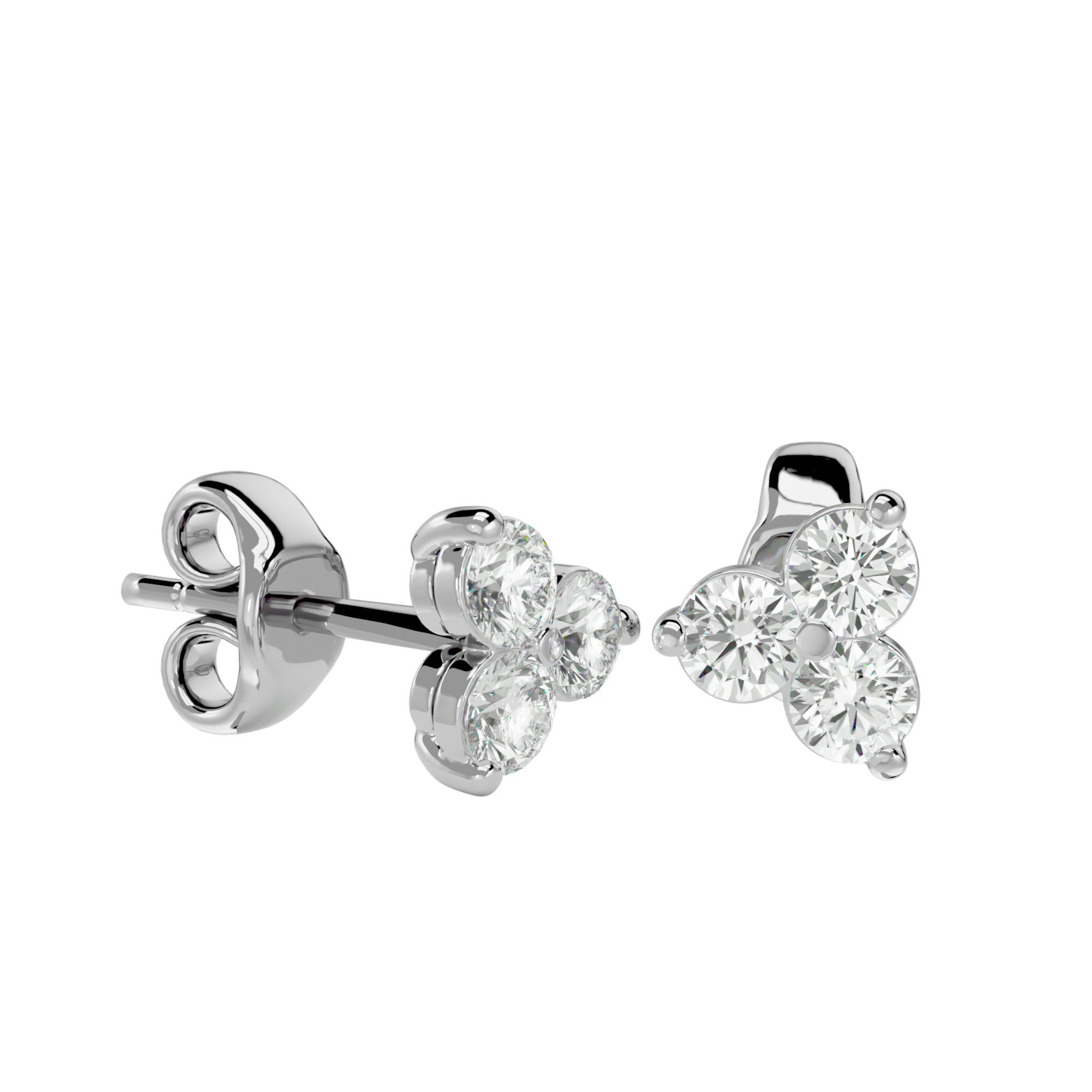 Three Stone Diamond Earrings