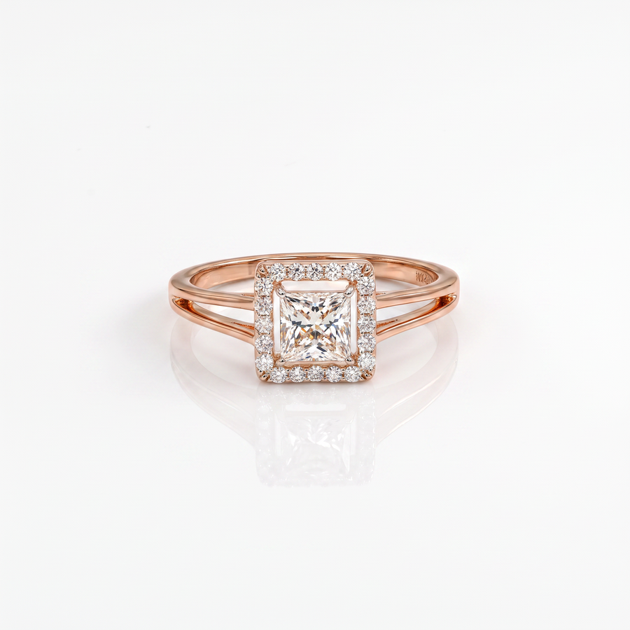 Kira Golden Halo Lab Diamond Ring