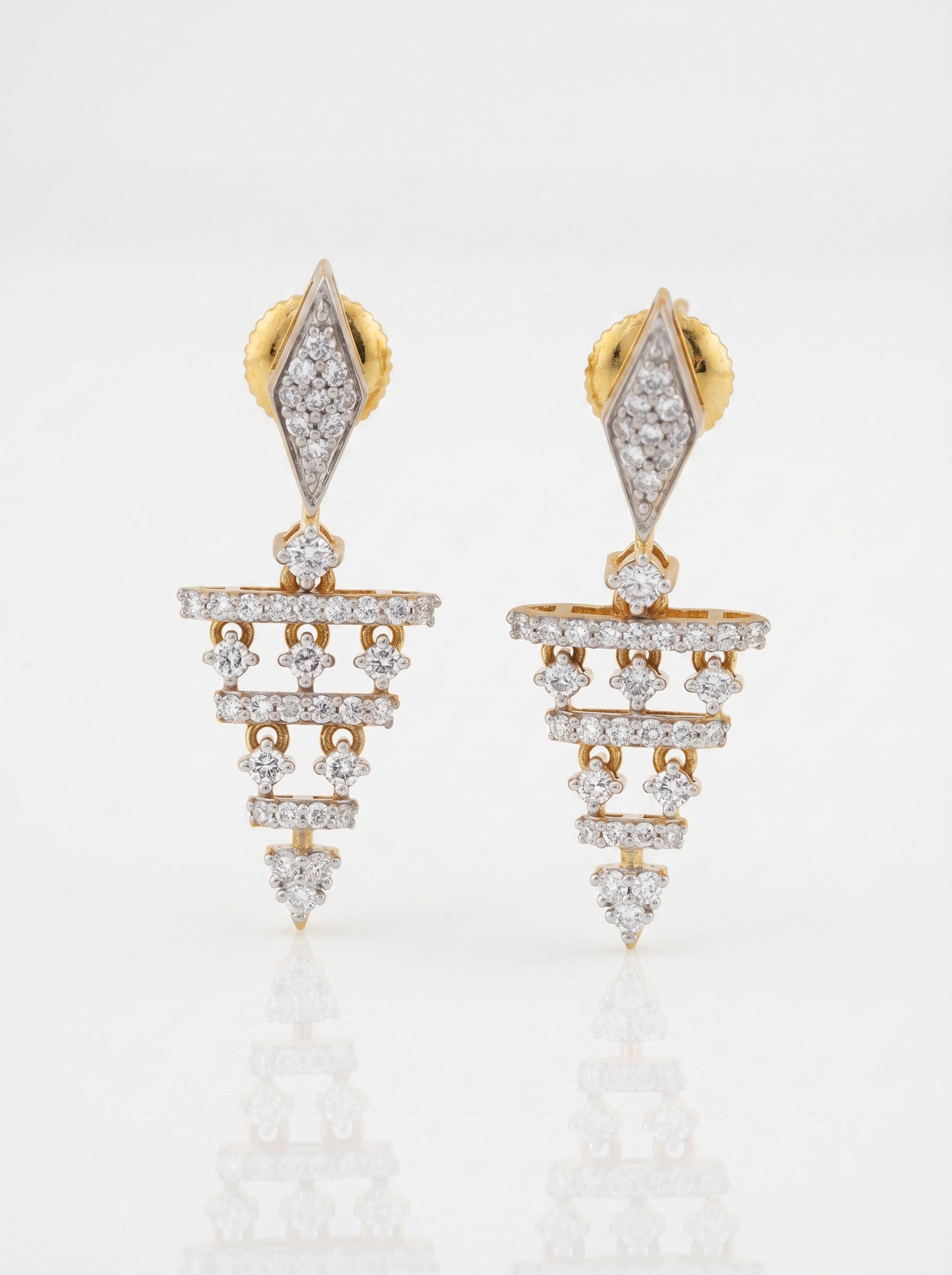 Vajranthea 9KT Gold Diamond Chandelier Drop Earrings