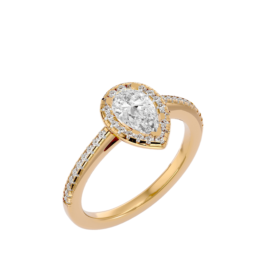 Cecelia Pear Halo Lab Diamond Engagement Ring