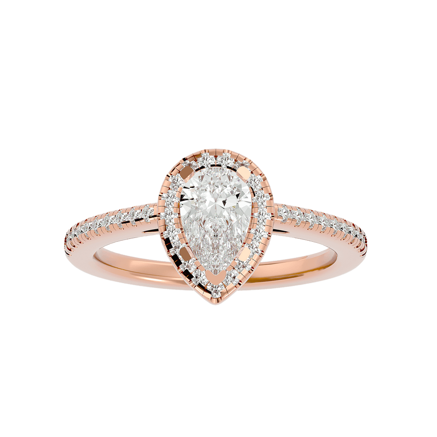 Cecelia Pear Halo Lab Diamond Engagement Ring