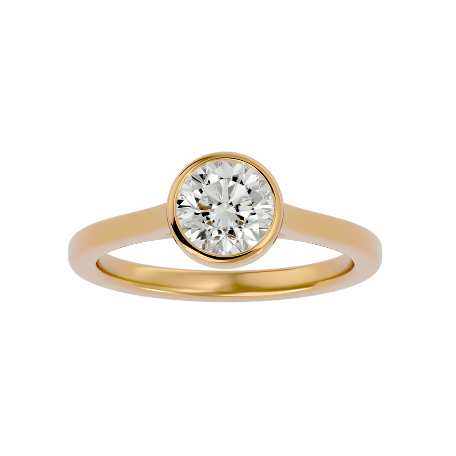 Round Diamond Bezel Solitaire Ring in Gold
