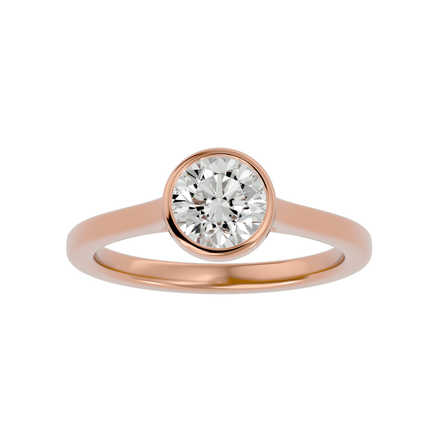 Round Diamond Bezel Solitaire Ring in Gold