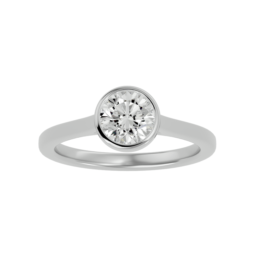 Round Diamond Bezel Solitaire Ring in Gold