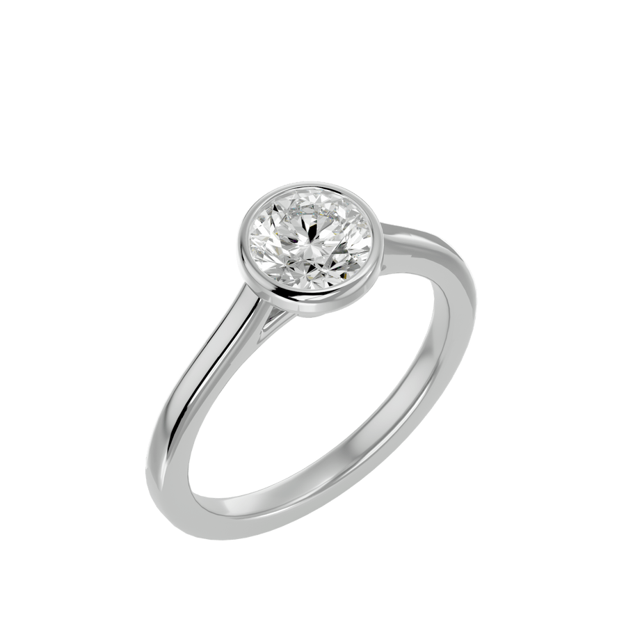 Round Diamond Bezel Solitaire Ring in Gold