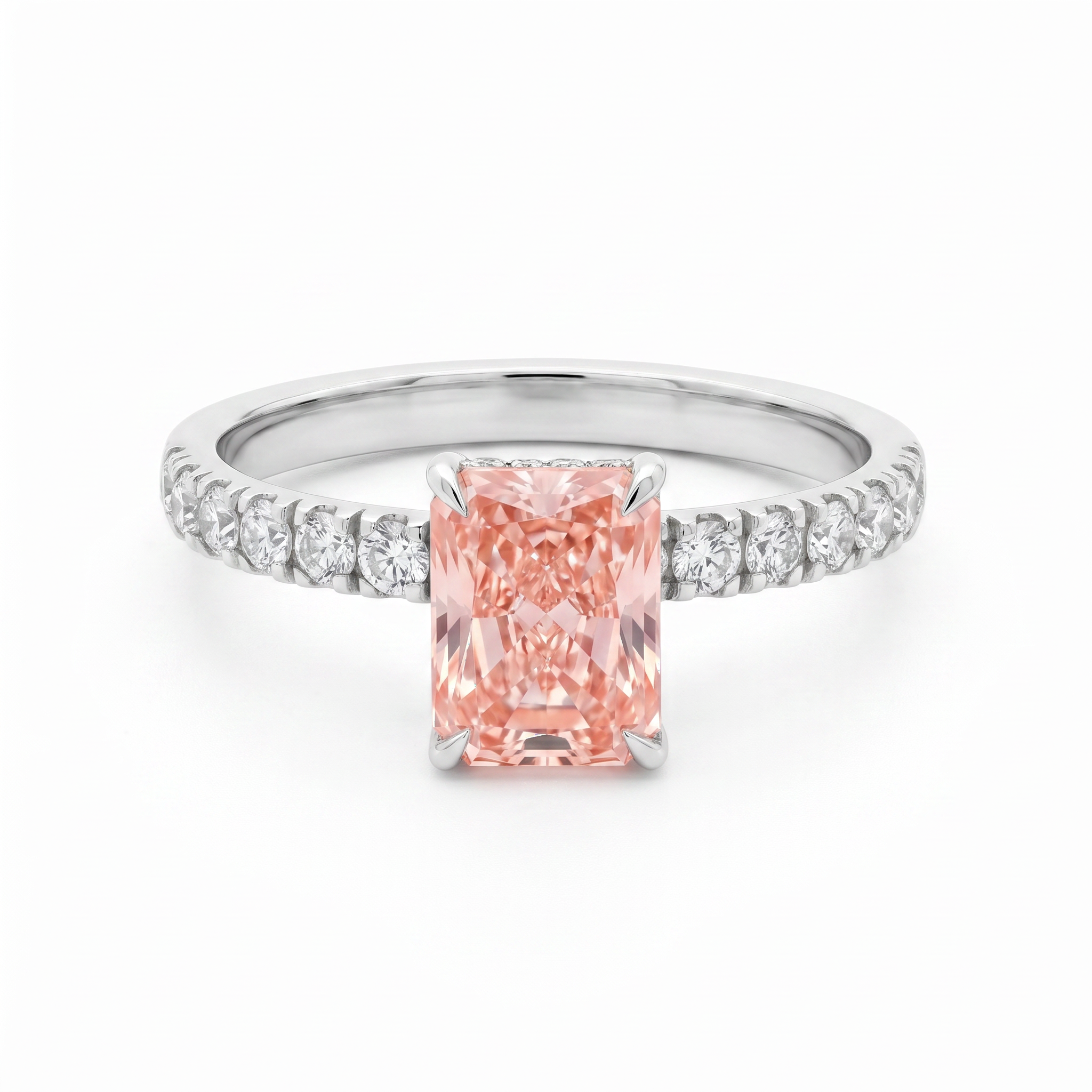 Radiant Cut Pink Lab Grown Diamond Solitaire Ring