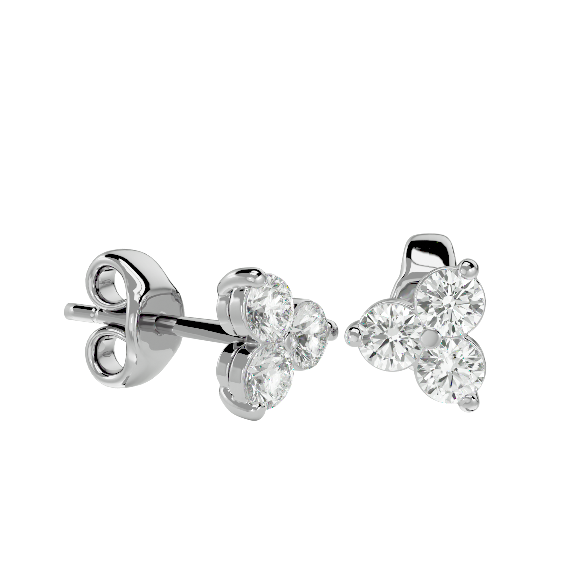 Three Stone Diamond Earrings