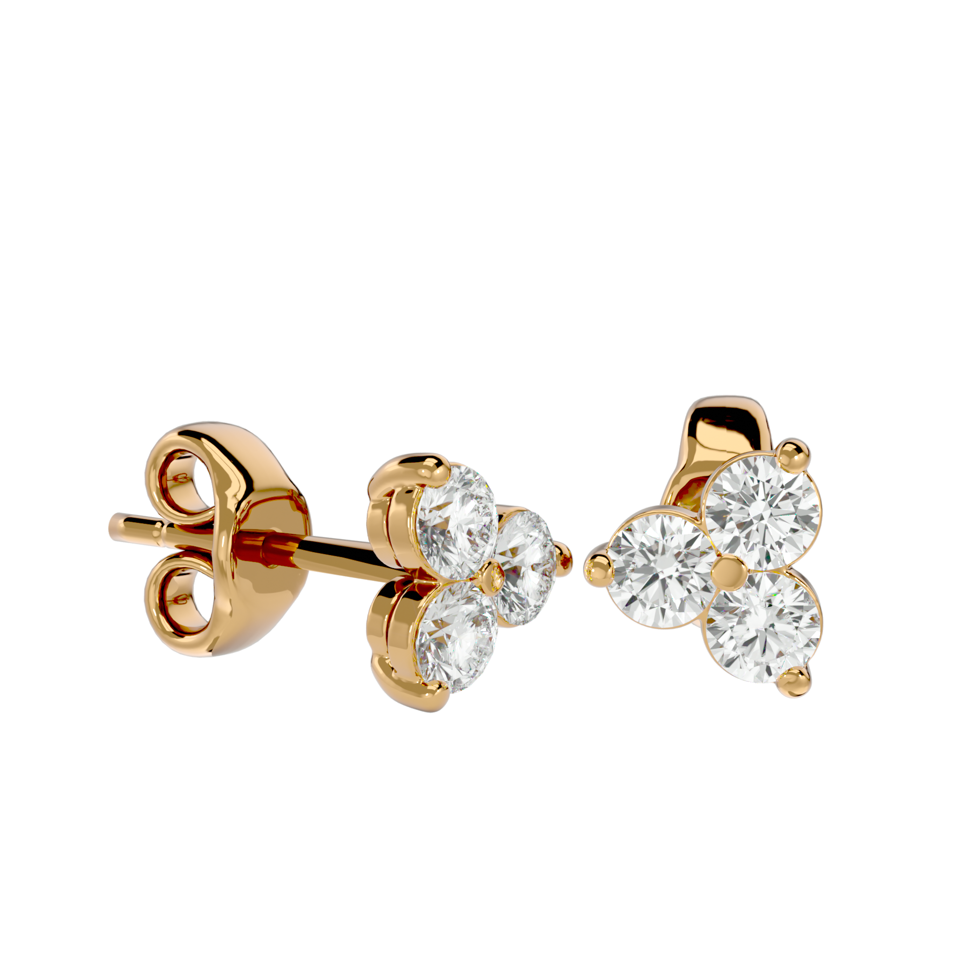 Three Stone Diamond Earrings