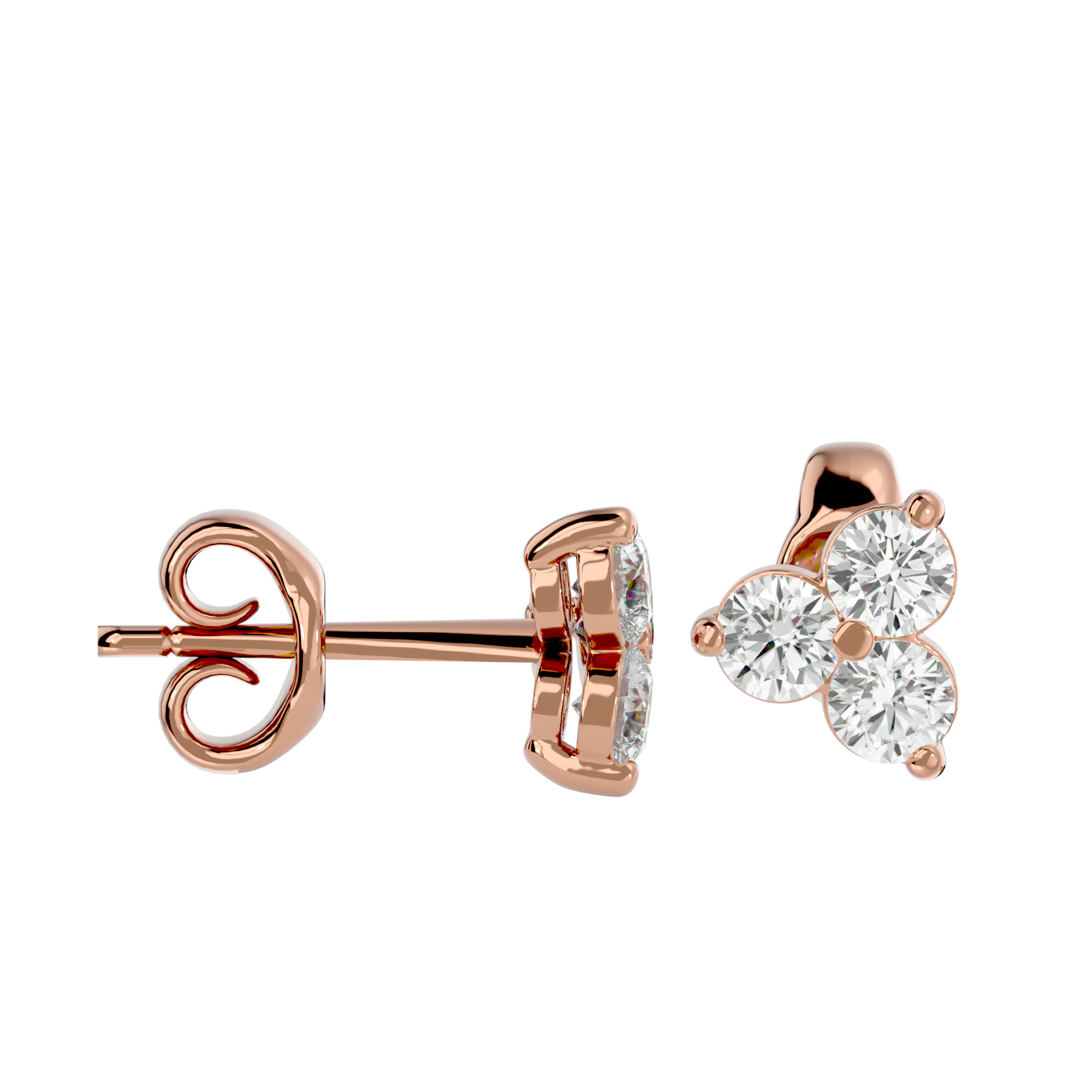 Three Stone Diamond Earrings