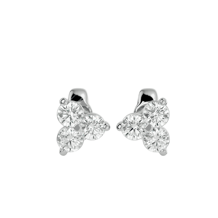 Three Stone Diamond Earrings