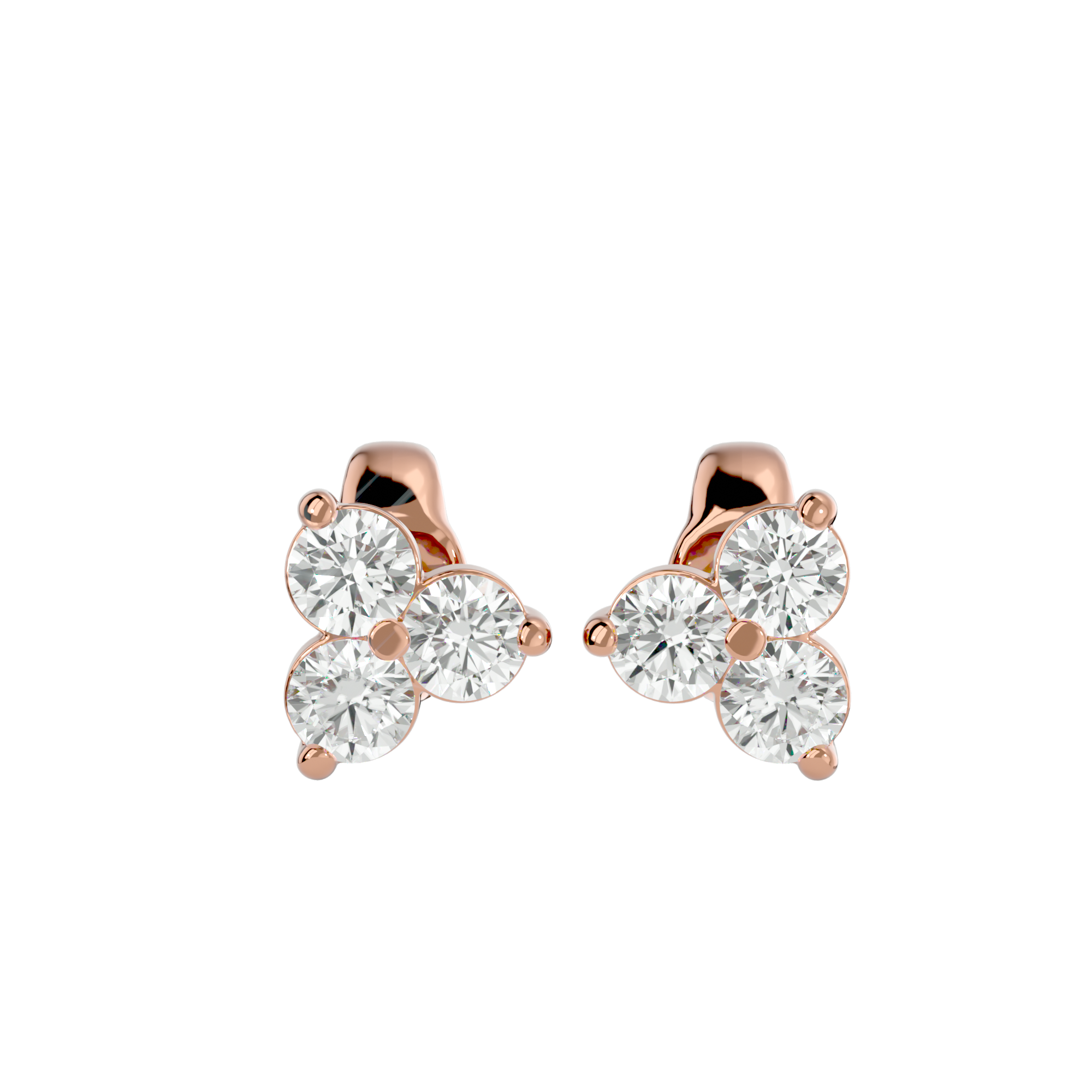 Three Stone Diamond Earrings