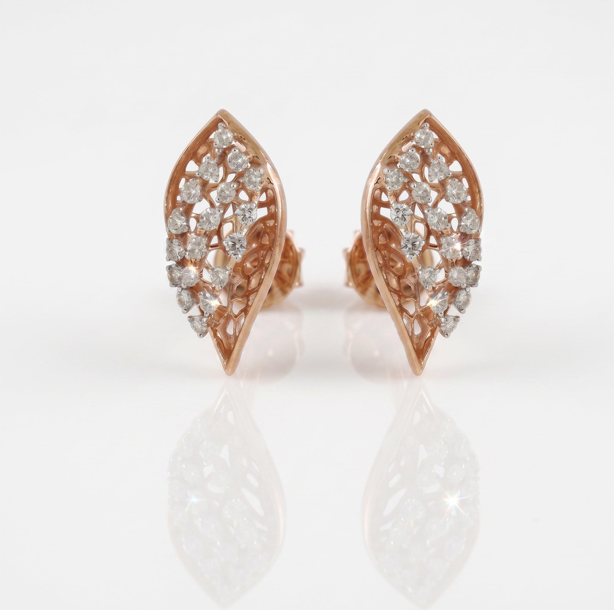 Thalia Bloom Elegant Diamond Leaf Earrings