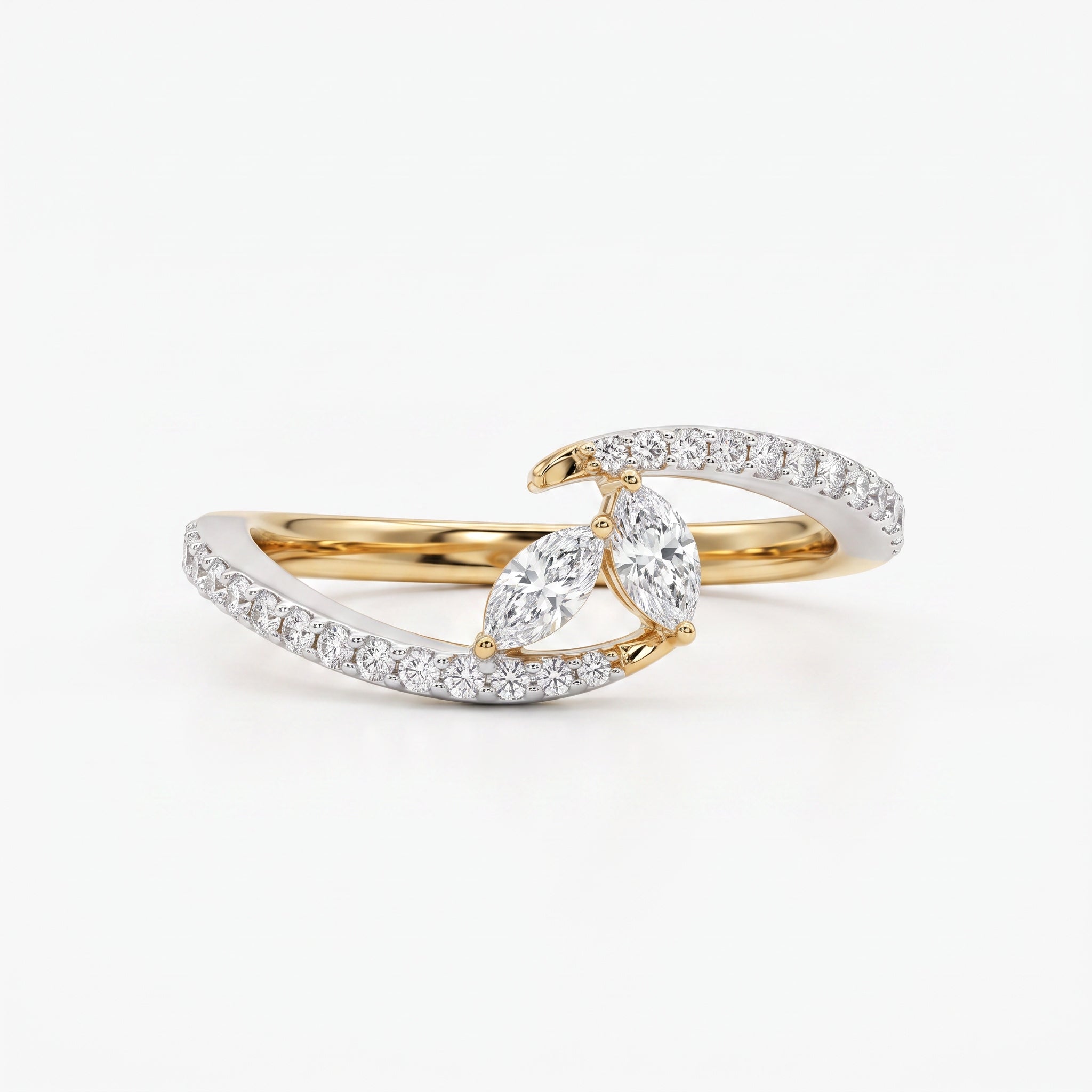 Toi et Moi Duo Pave Set Engagement Ring in Gold