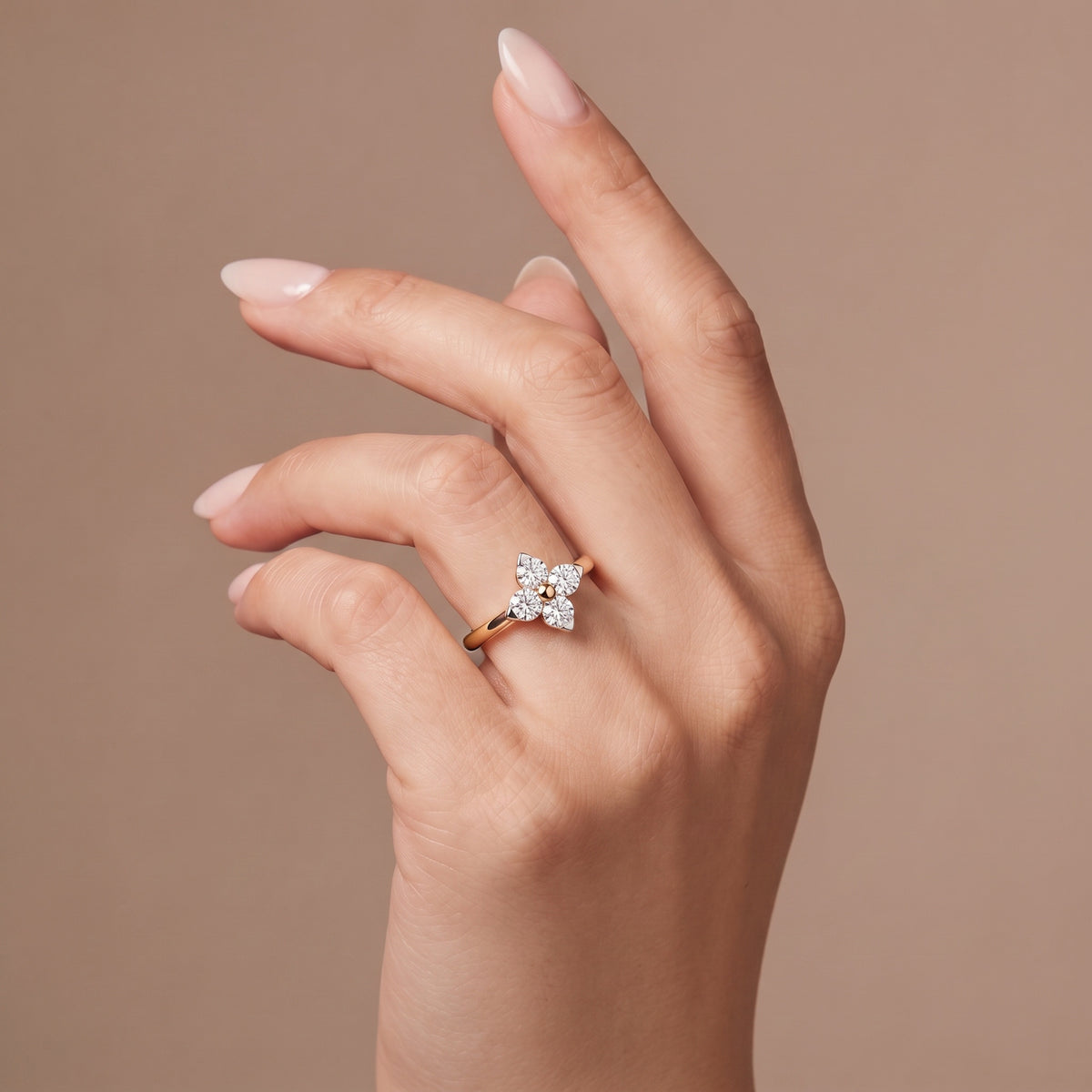 Vihana Floral Lab Grown Diamond Ring 9KT Yellow Gold