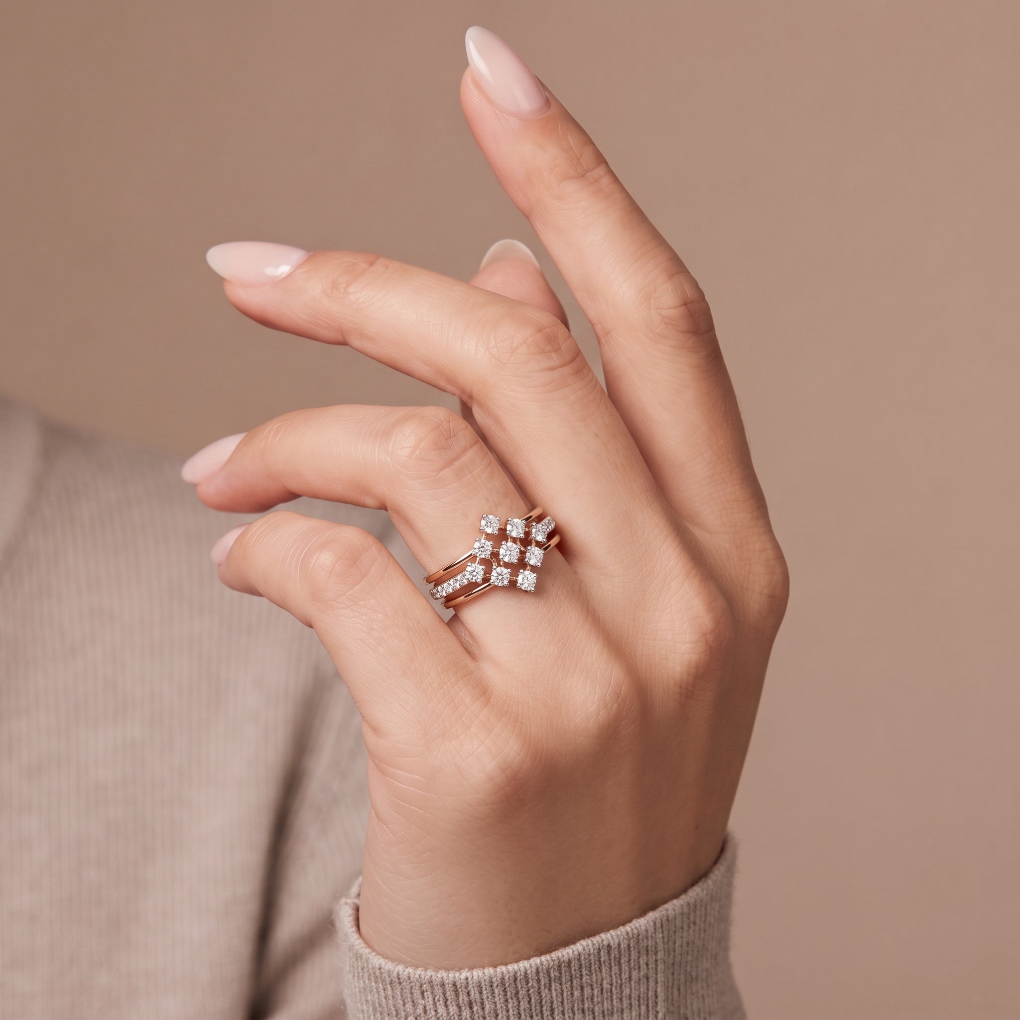 The Elara Multi Row Diamond Ring