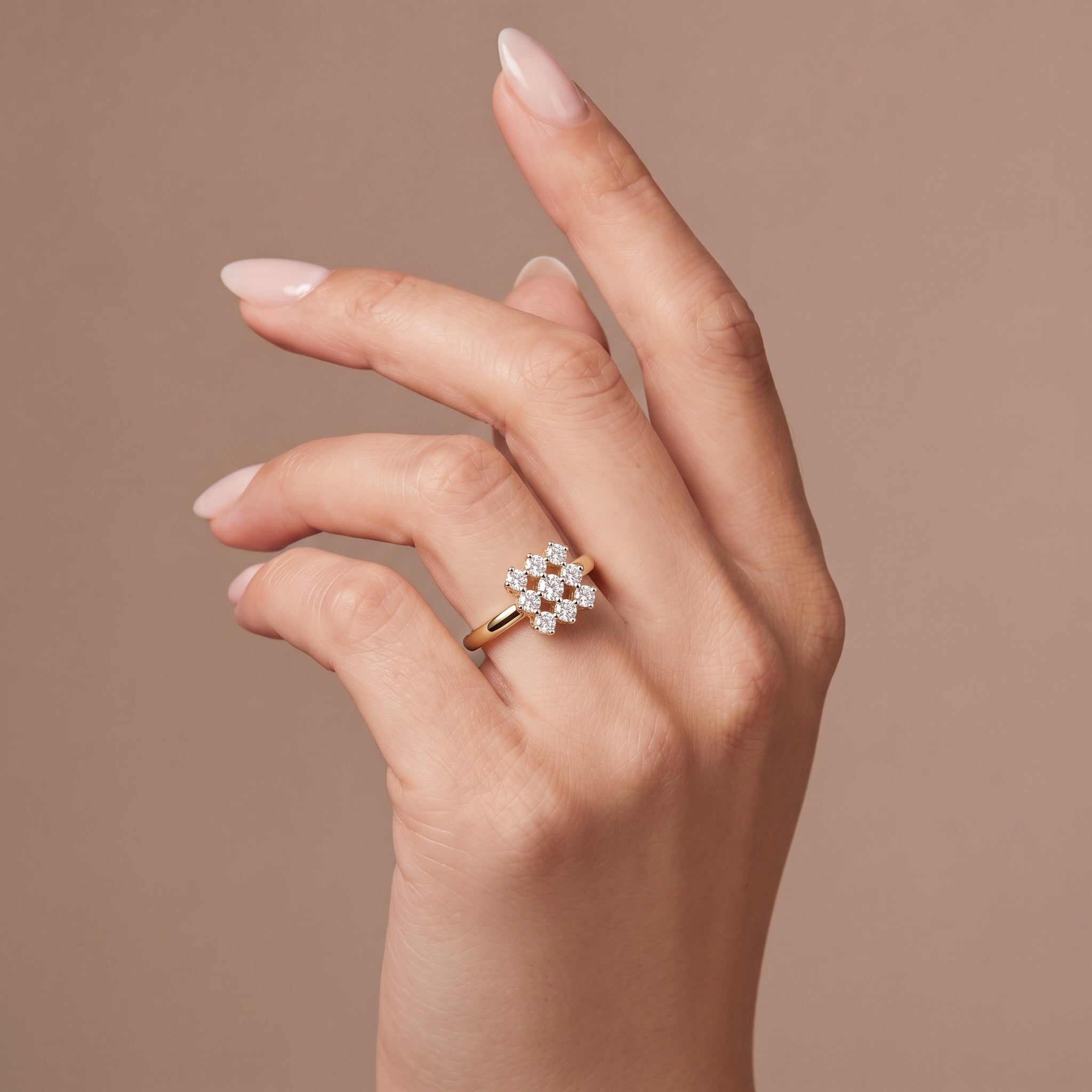 Avyanna Diamond Cluster Ring 9KT Yellow Gold