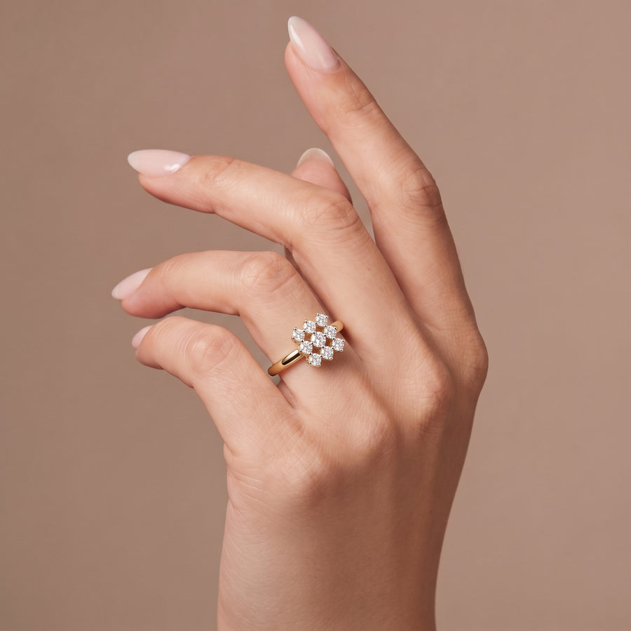 Avyanna Diamond Cluster Ring 9KT Yellow Gold