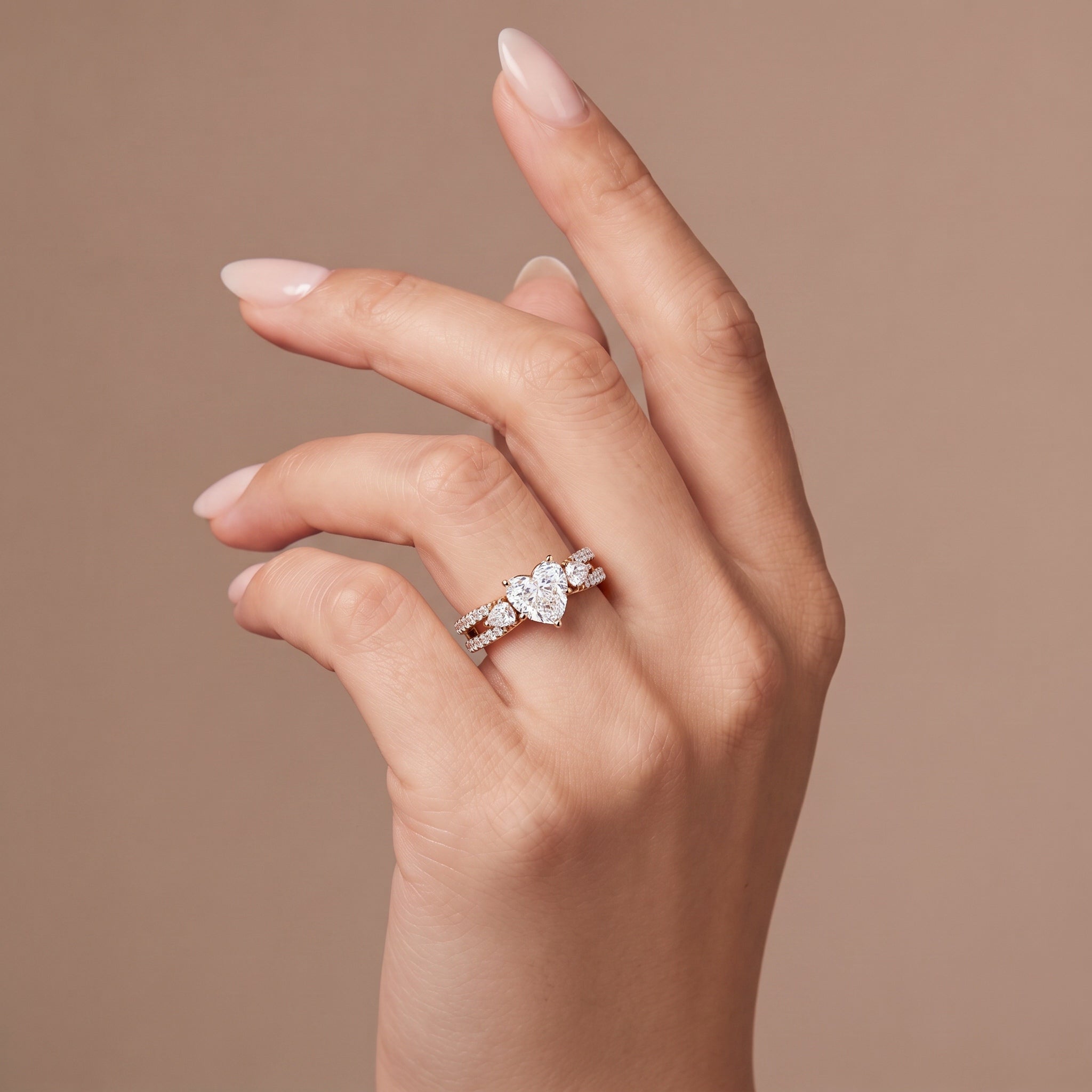 Amora Heart Shaped Diamond Split Shank Ring