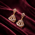Chavrithea 9KT Gold Diamond Fan Drop Earrings – product image 1