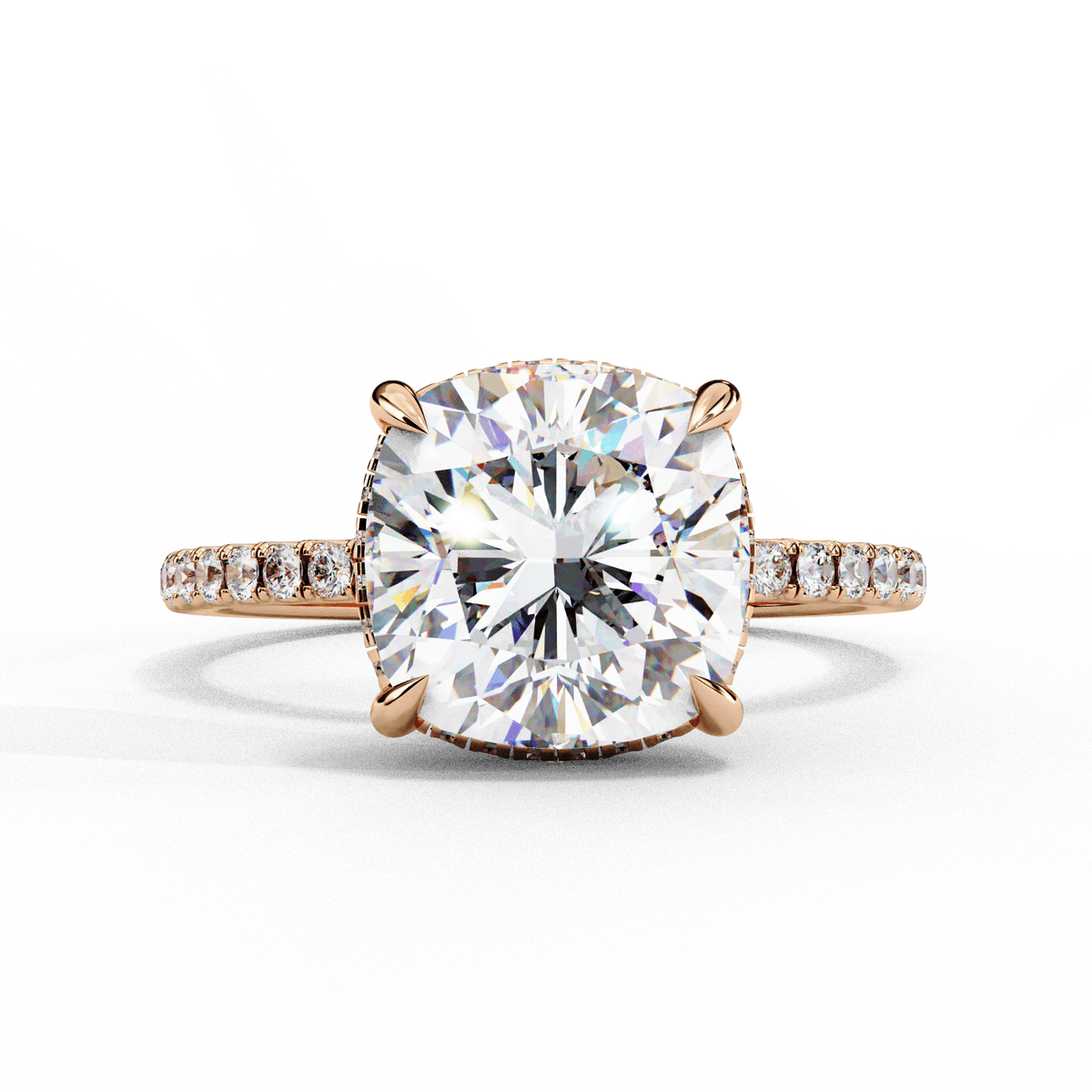 Cushion-Cut Solitaire Engagement Ring with Pavé Diamonds – product image 3
